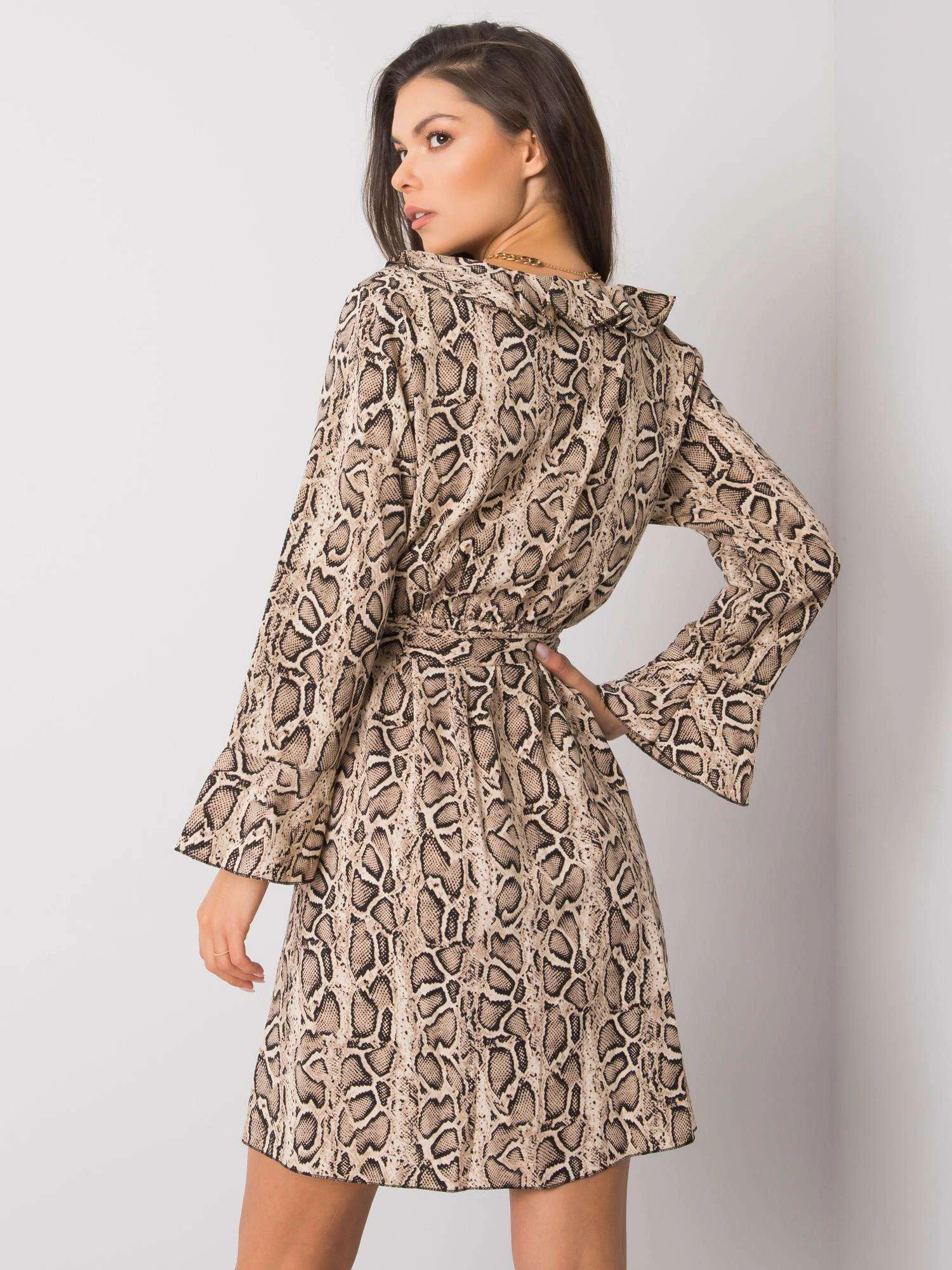 Rochie Dama Maxi, Animal print, ITALY MODA, Bej Eleganta Office - Image 2