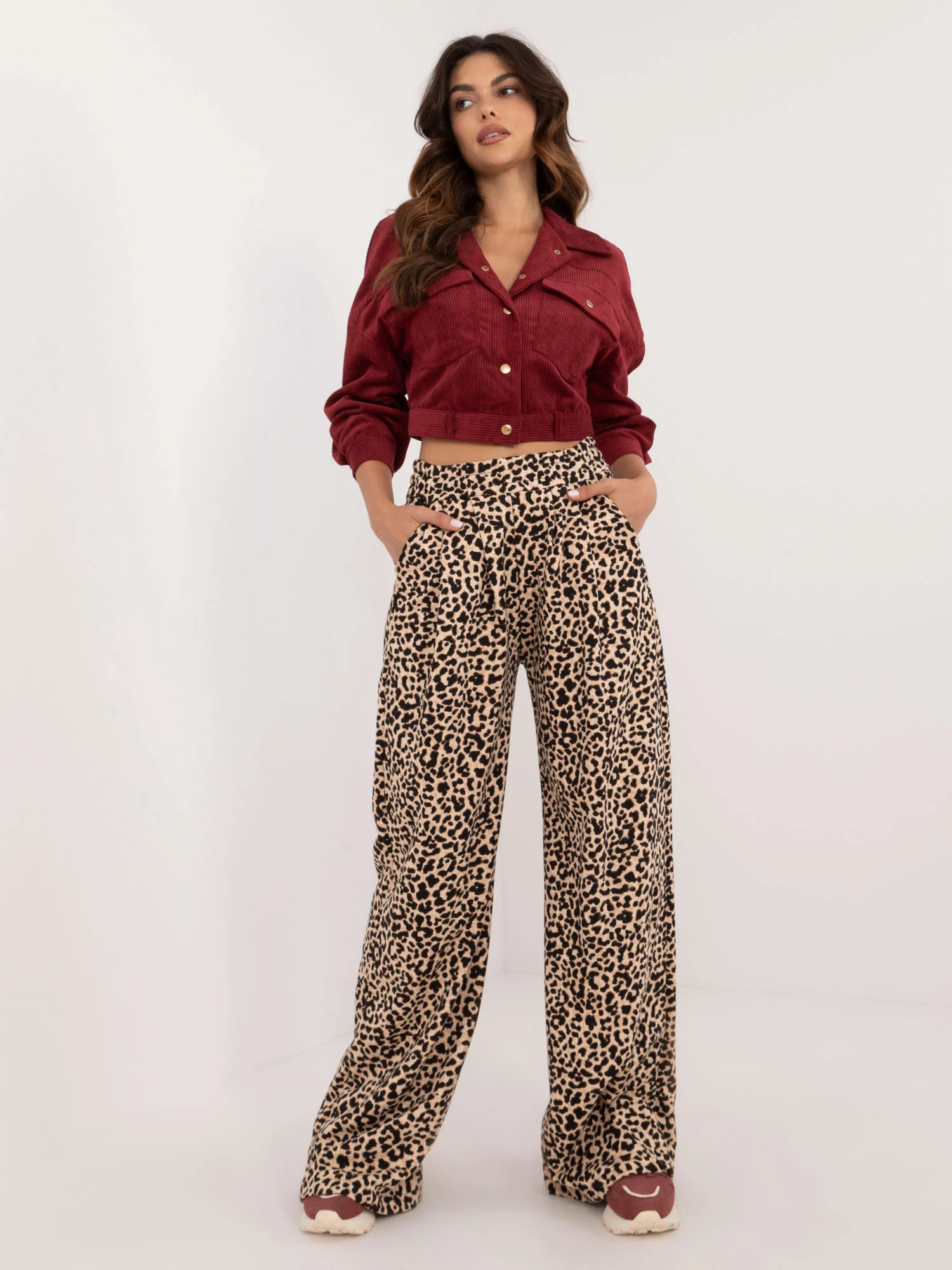 Pantaloni Dama Animal print, Larga, My Red Lips, Bej de Petrecere - imagine 2
