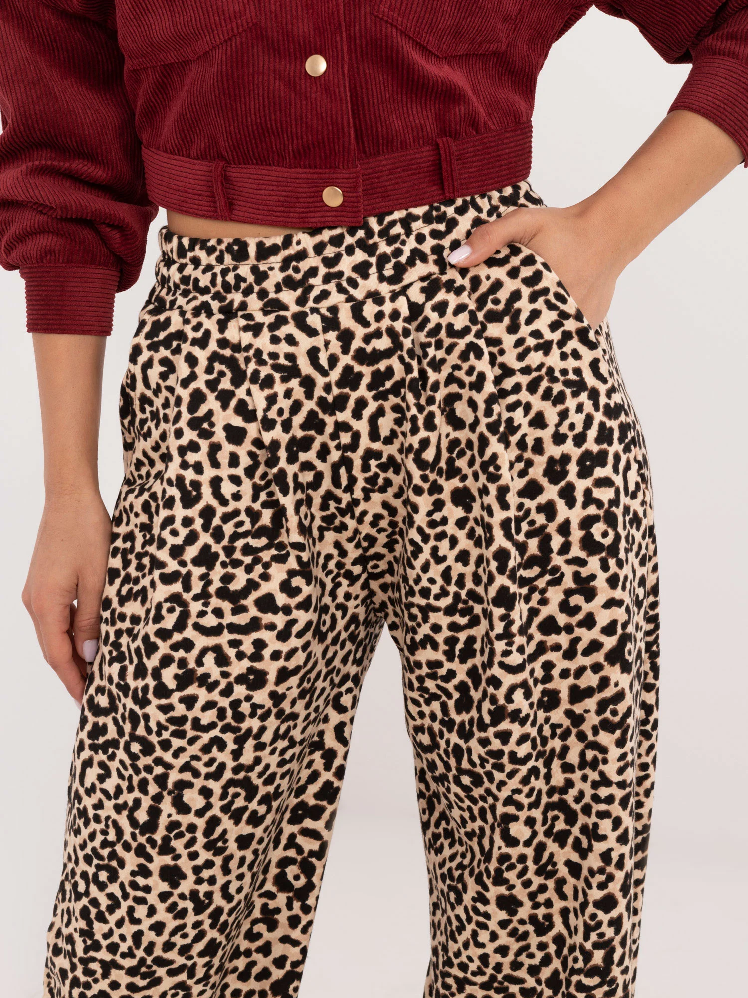 Pantaloni Dama Animal print, Larga, My Red Lips, Bej de Petrecere - imagine 6