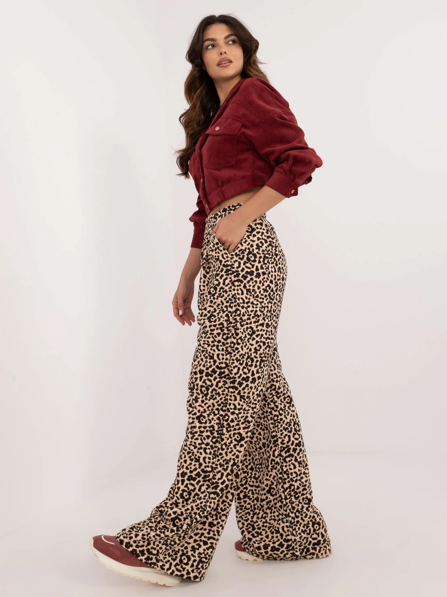 Pantaloni Dama Animal print, Larga, My Red Lips, Bej de Petrecere - imagine 5