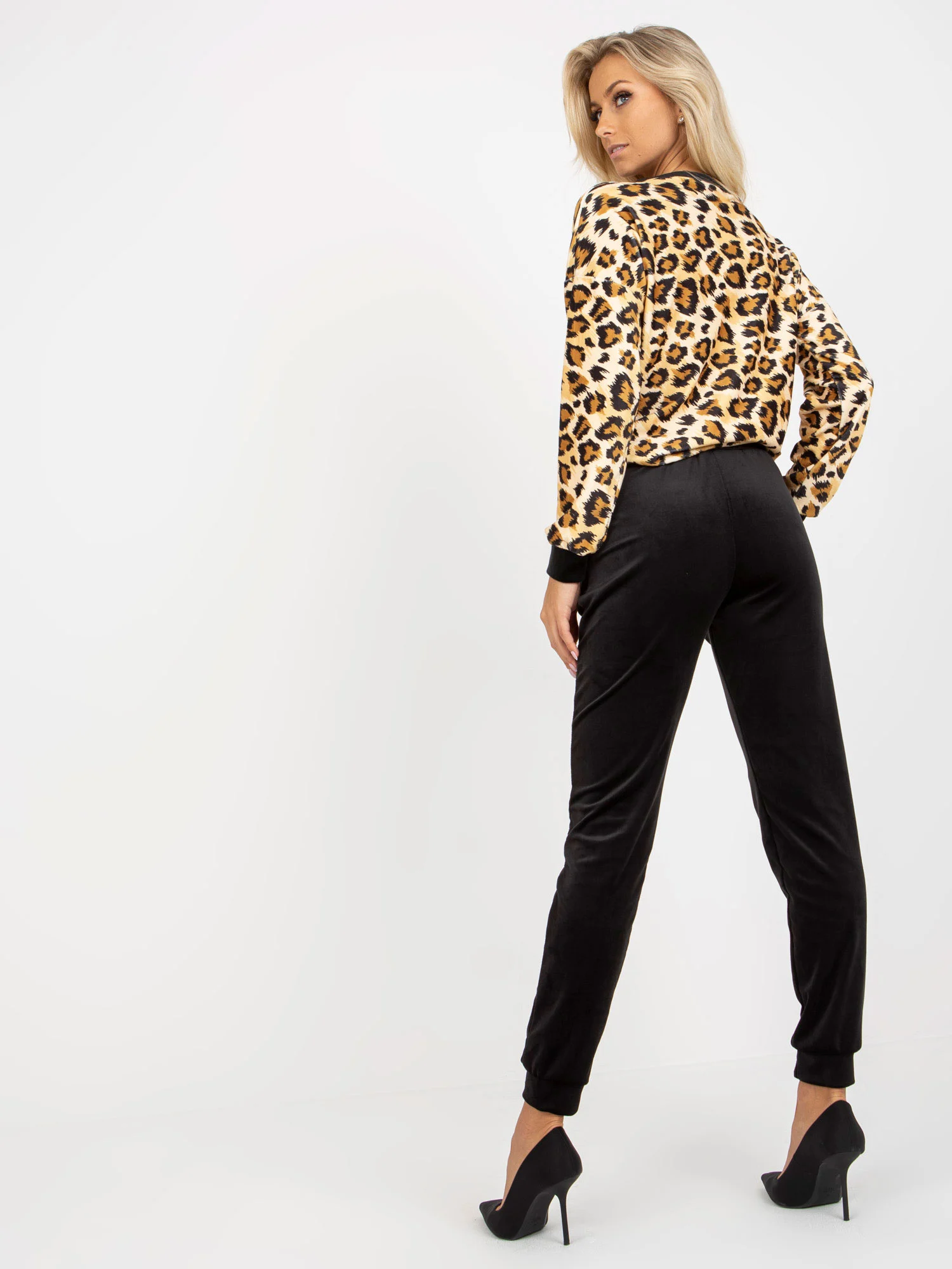 Compleu Dama Maneca lunga, Animal print, RUE PARIS, Bej Casual - imagine 4