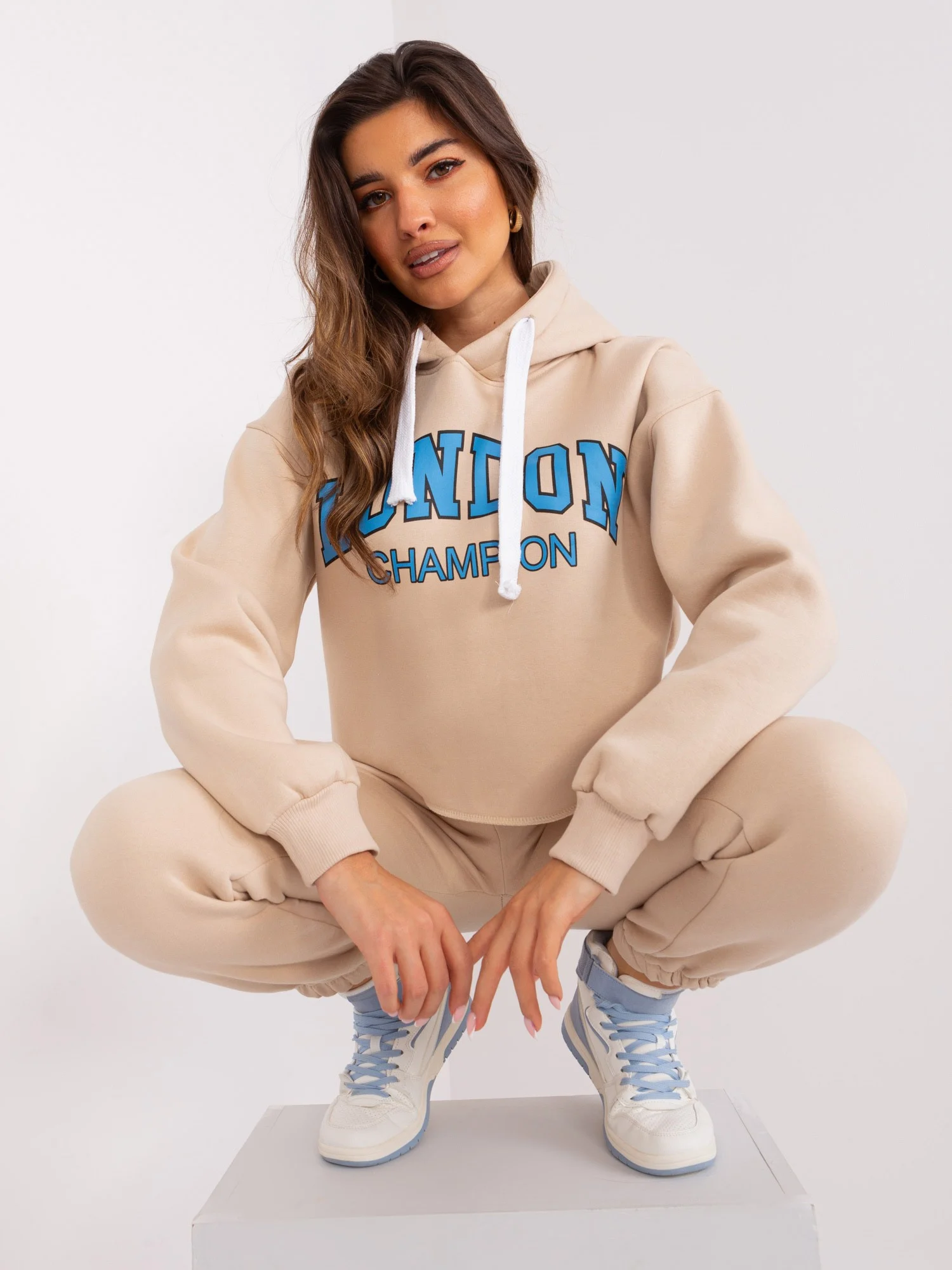 Compleu Dama Maneca lunga, Mansete elastice, ex moda, Bej Casual - imagine 5