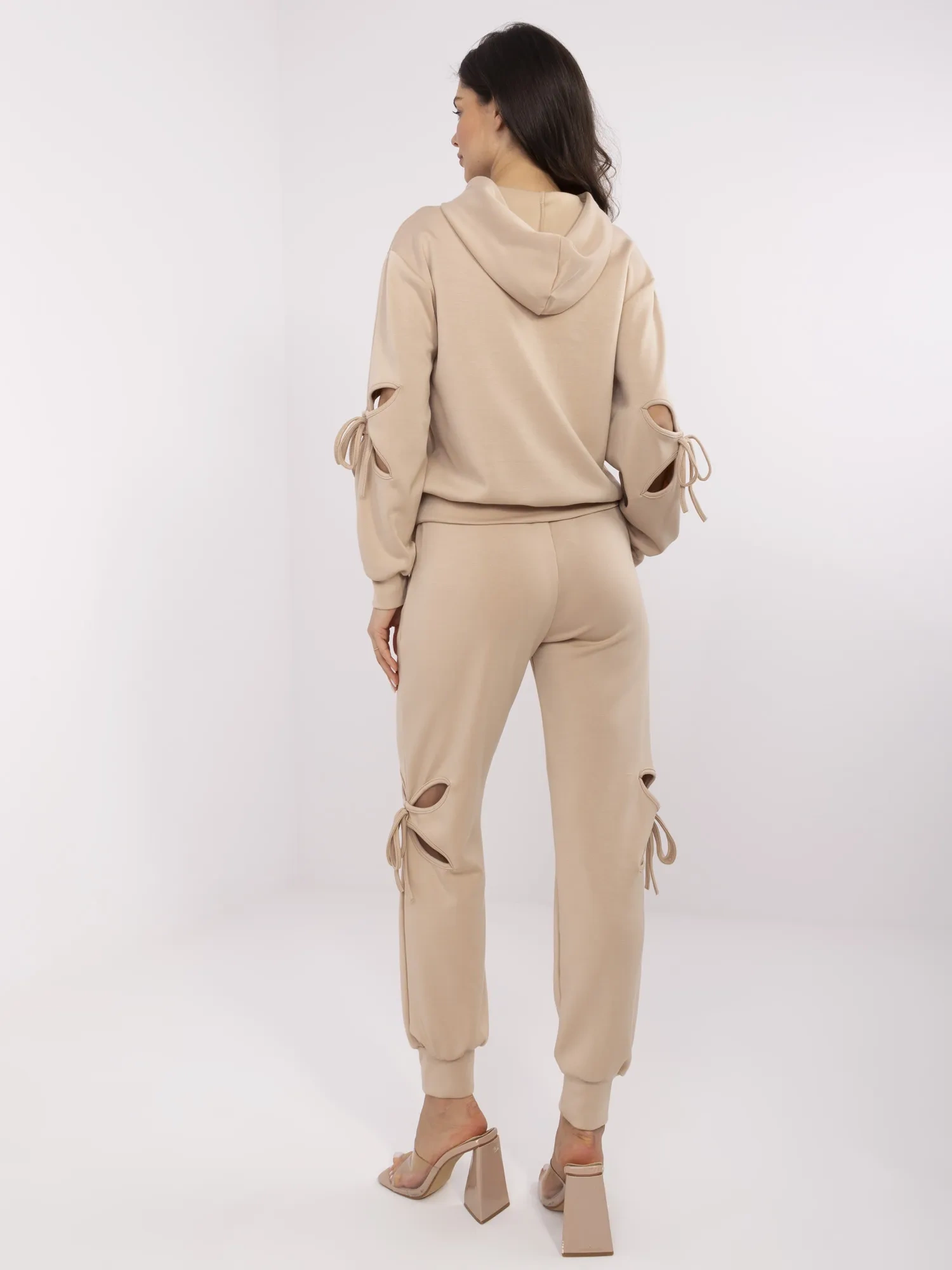 Compleu Dama Maneca lunga, Mansete elastice, Vinceotto, Bej Casual - imagine 4