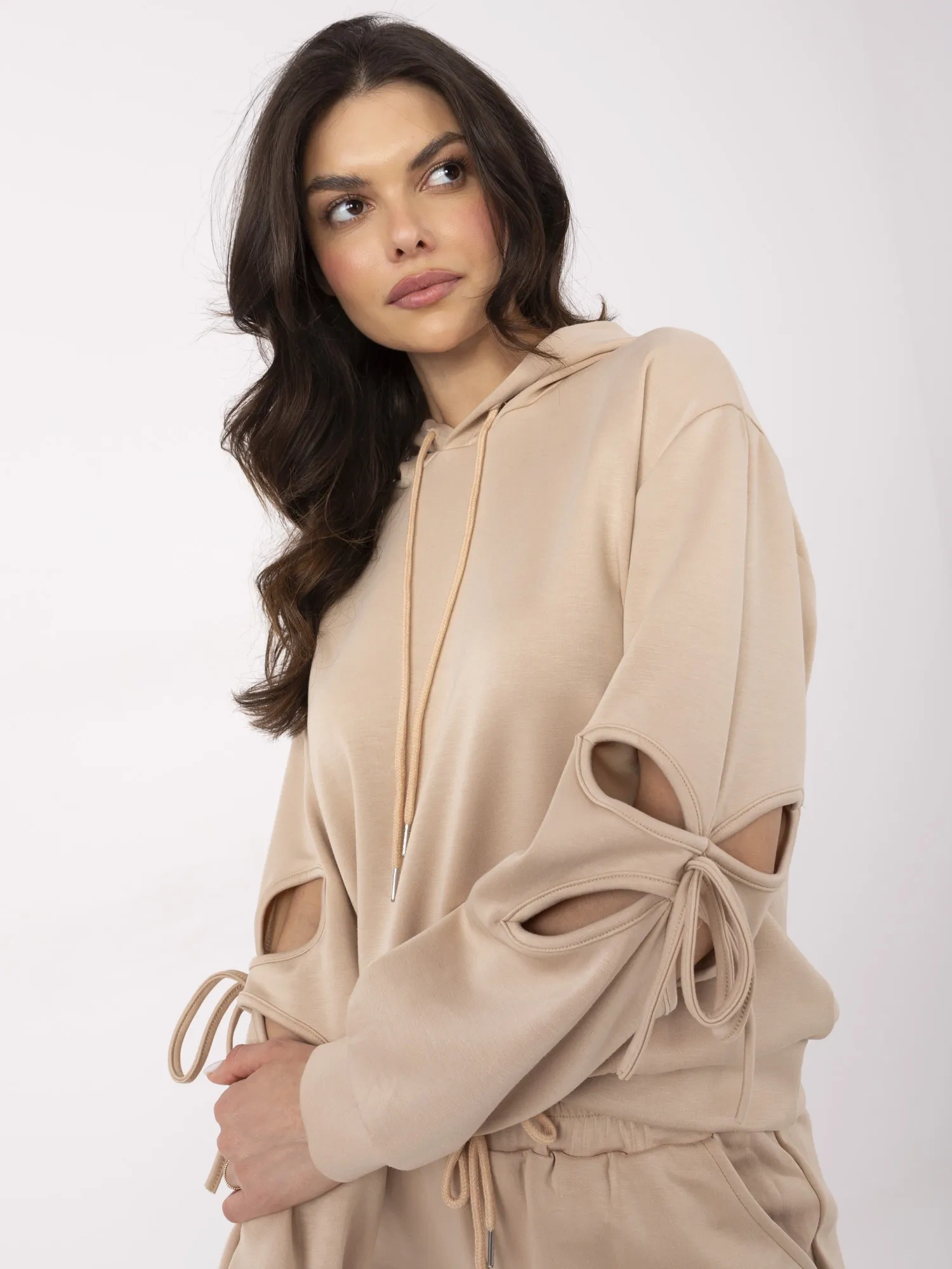 Compleu Dama Maneca lunga, Mansete elastice, Vinceotto, Bej Casual - imagine 2