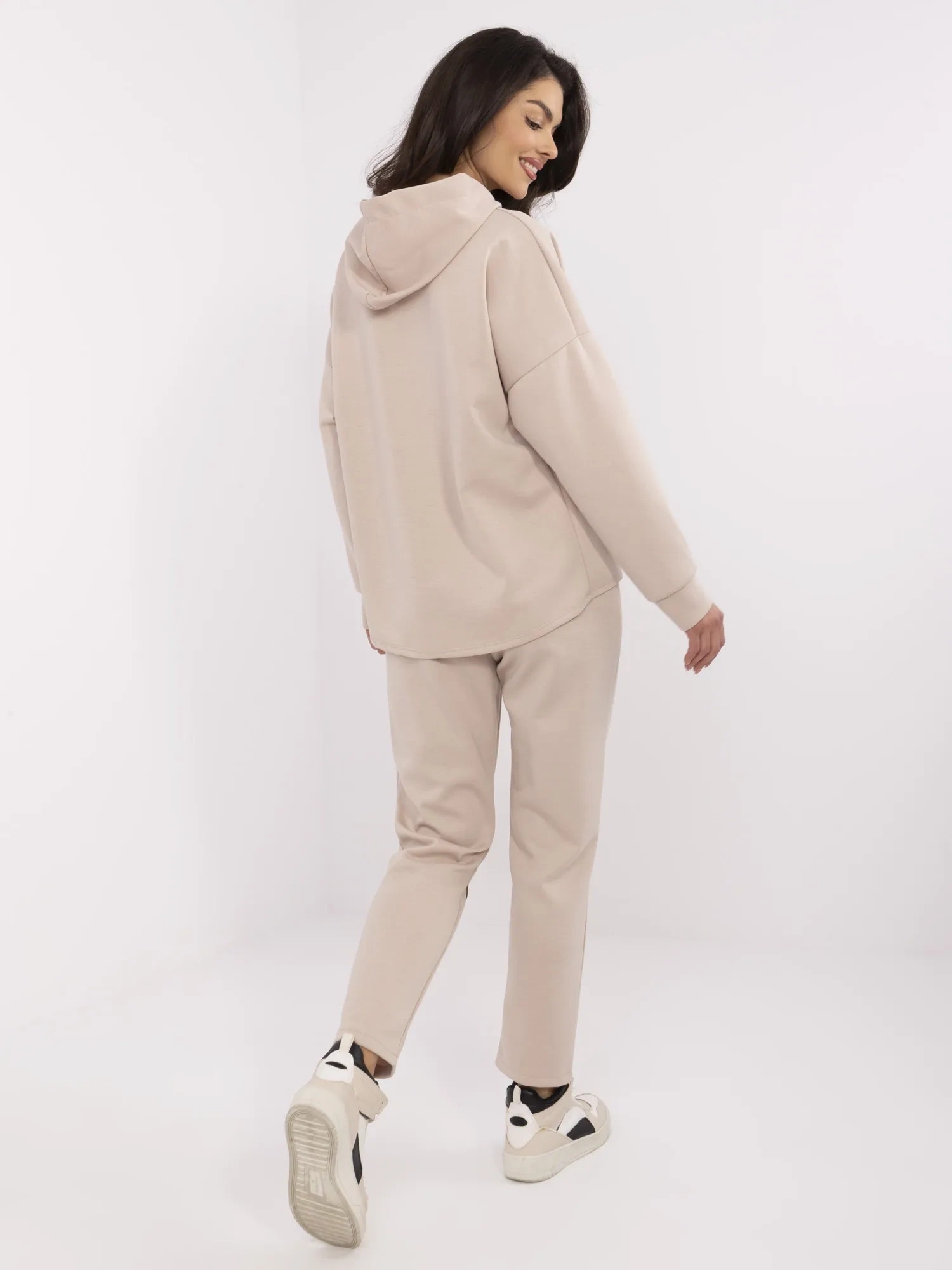 Compleu Dama Maneca lunga, Dreapta, ITALY MODA, Bej Casual - imagine 2