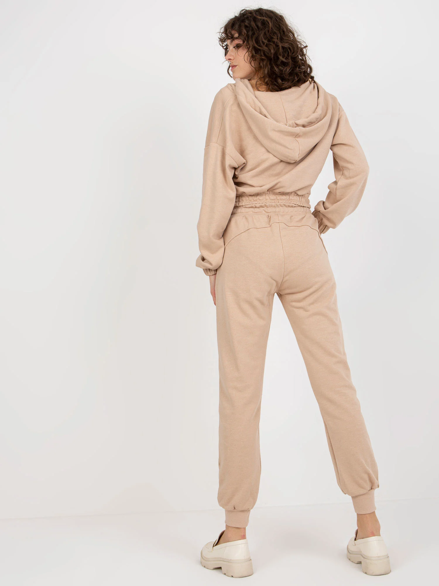 Compleu Dama Maneca lunga, Mansete elastice, ex moda, Bej Casual - imagine 6