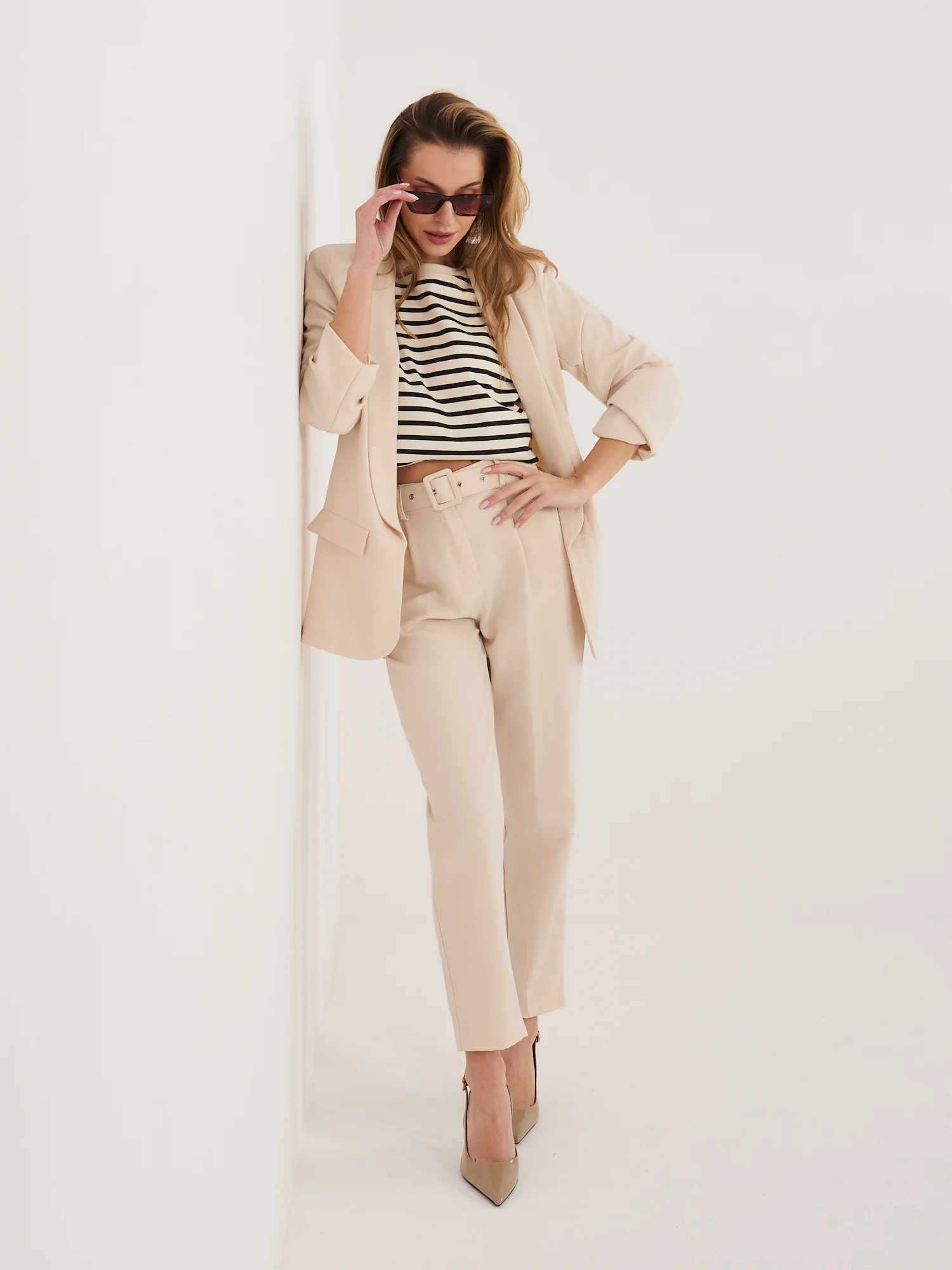 Compleu Dama Maneca lunga, Elegant, RUE PARIS, Bej de Petrecere - imagine 3