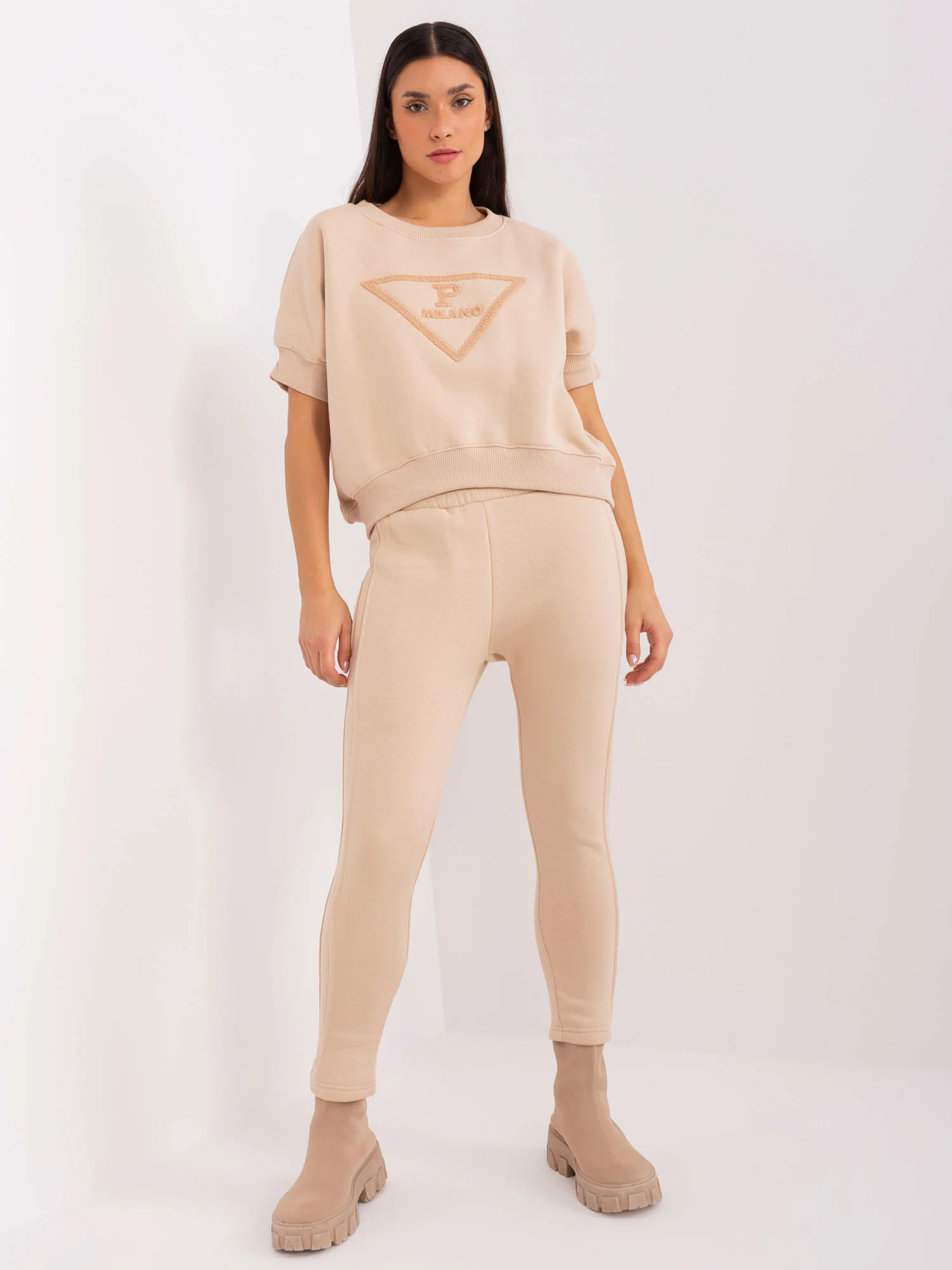 Compleu Dama Mini, Conica, My Red Lips, Bej Casual - imagine 5