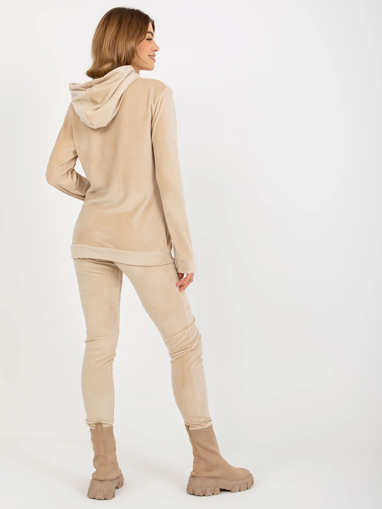 Compleu Dama Maneca lunga, Mansete elastice, RELEVANCE, Bej Casual - imagine 2