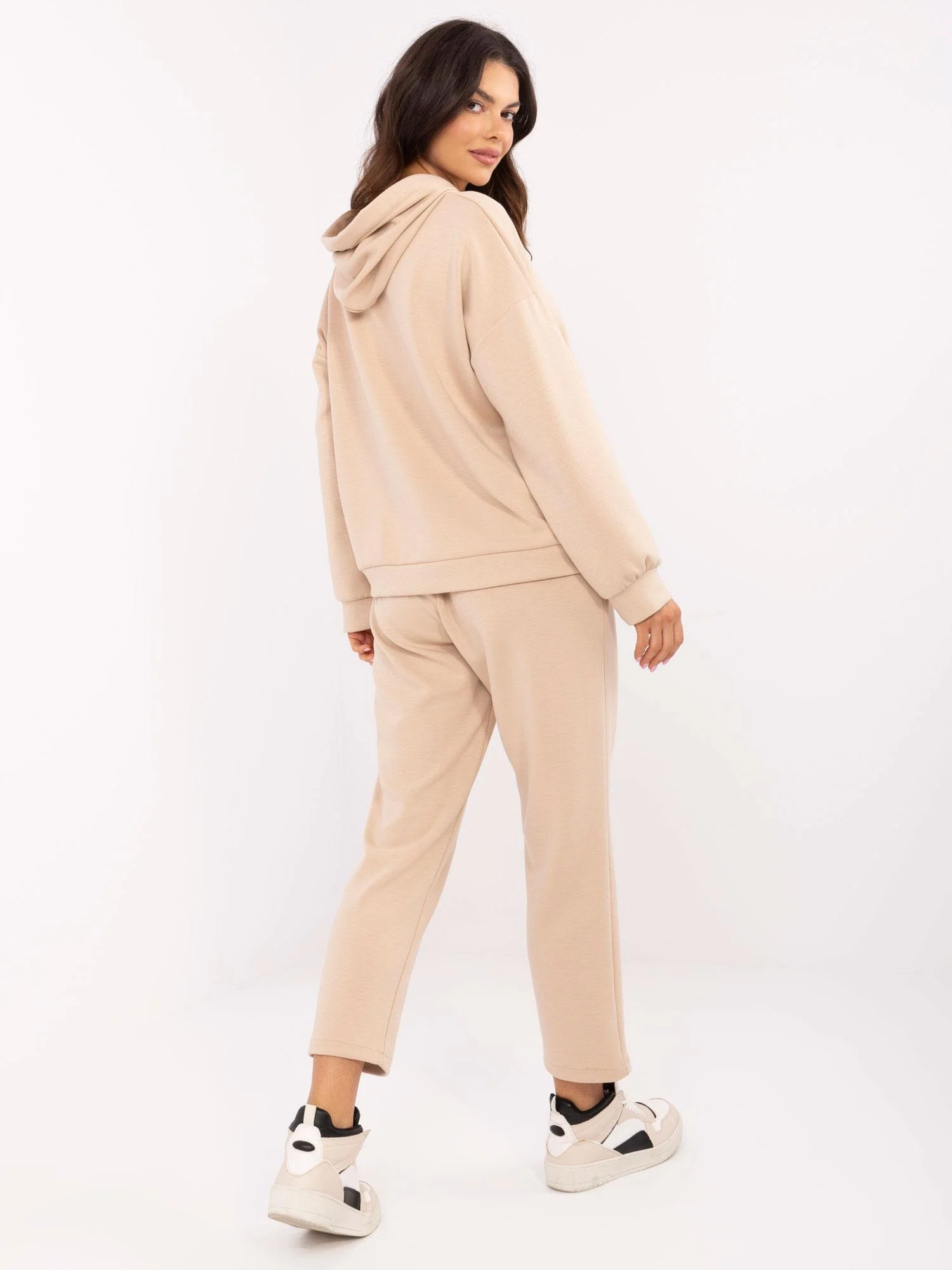 Compleu Dama Maneca lunga, Dreapta, ITALY MODA, Bej Casual - Image 3
