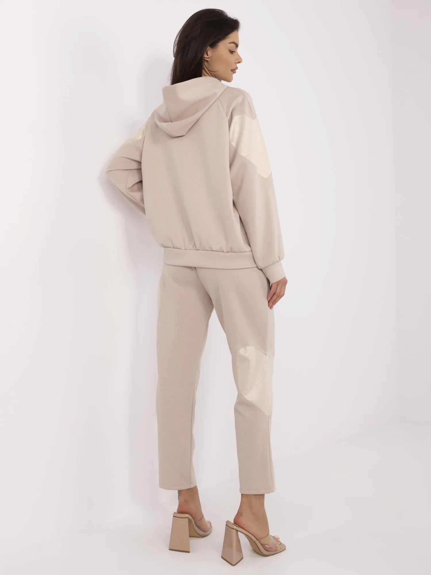 Compleu Dama Maneca lunga, Dreapta, ITALY MODA, Bej Casual - imagine 5