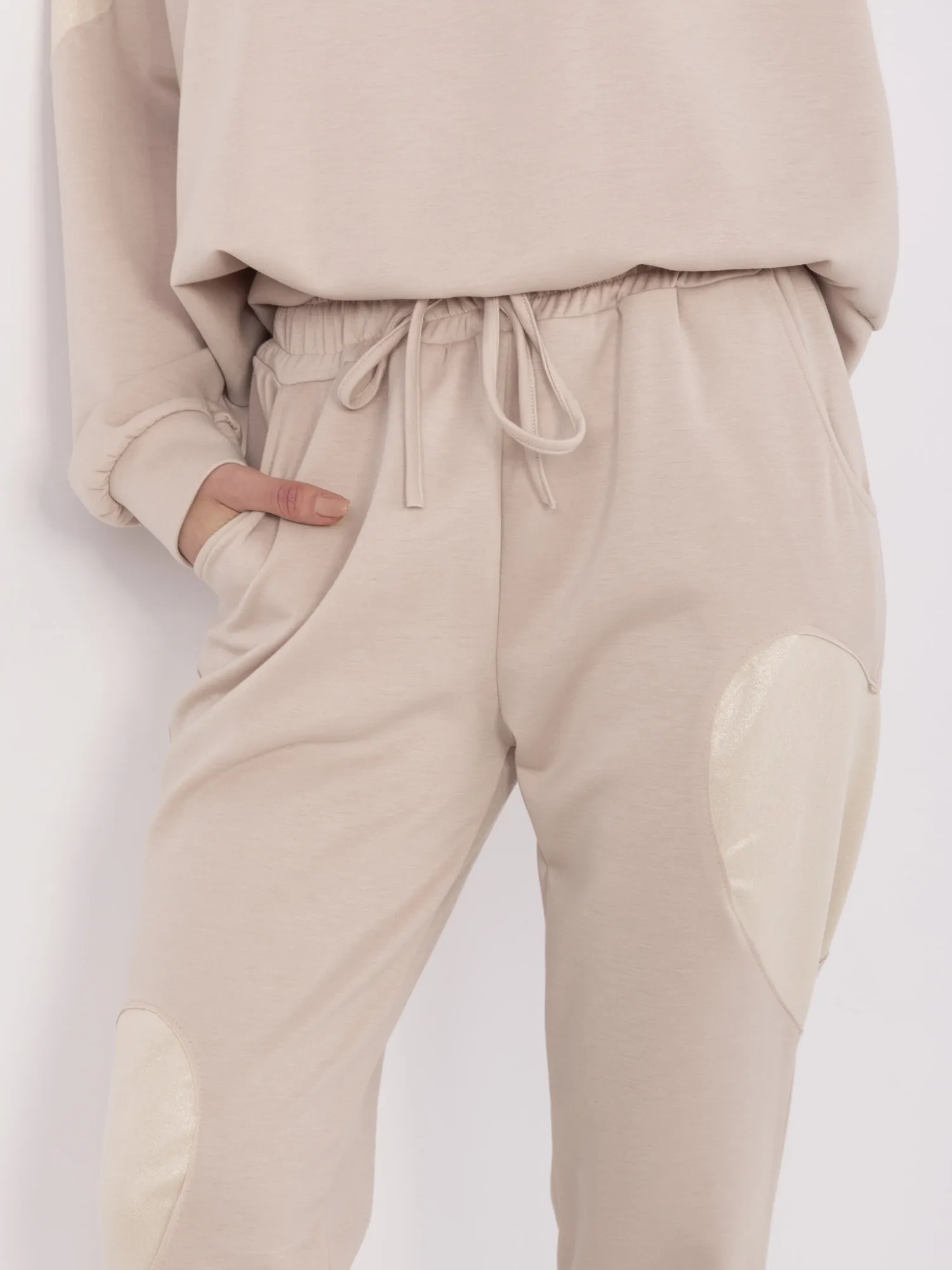 Compleu Dama Maneca lunga, Dreapta, ITALY MODA, Bej Casual - imagine 4