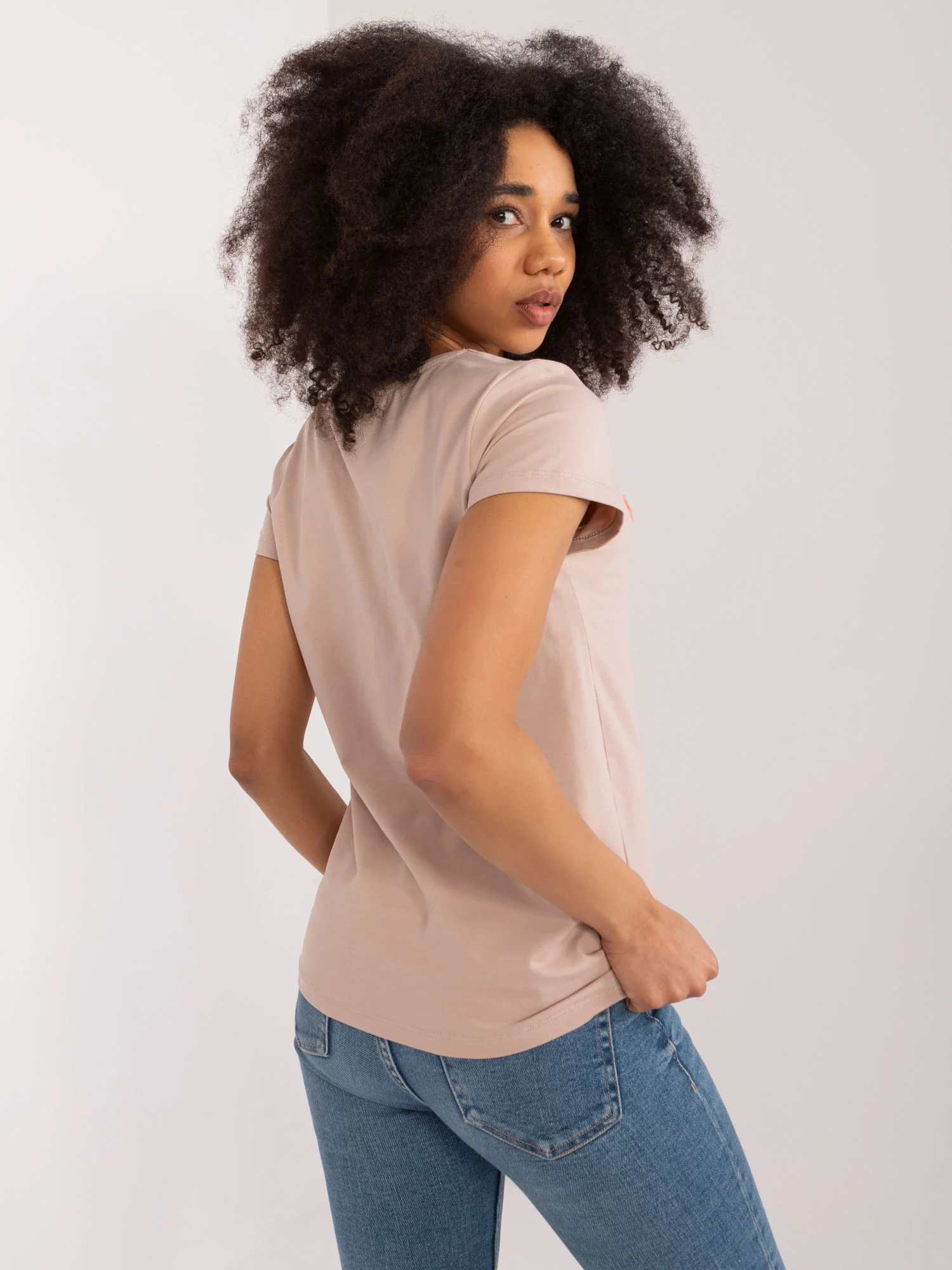 Bluza Dama Mini, Decolteu rotund, BASIC FEEL GOOD, Bej Casual - imagine 3