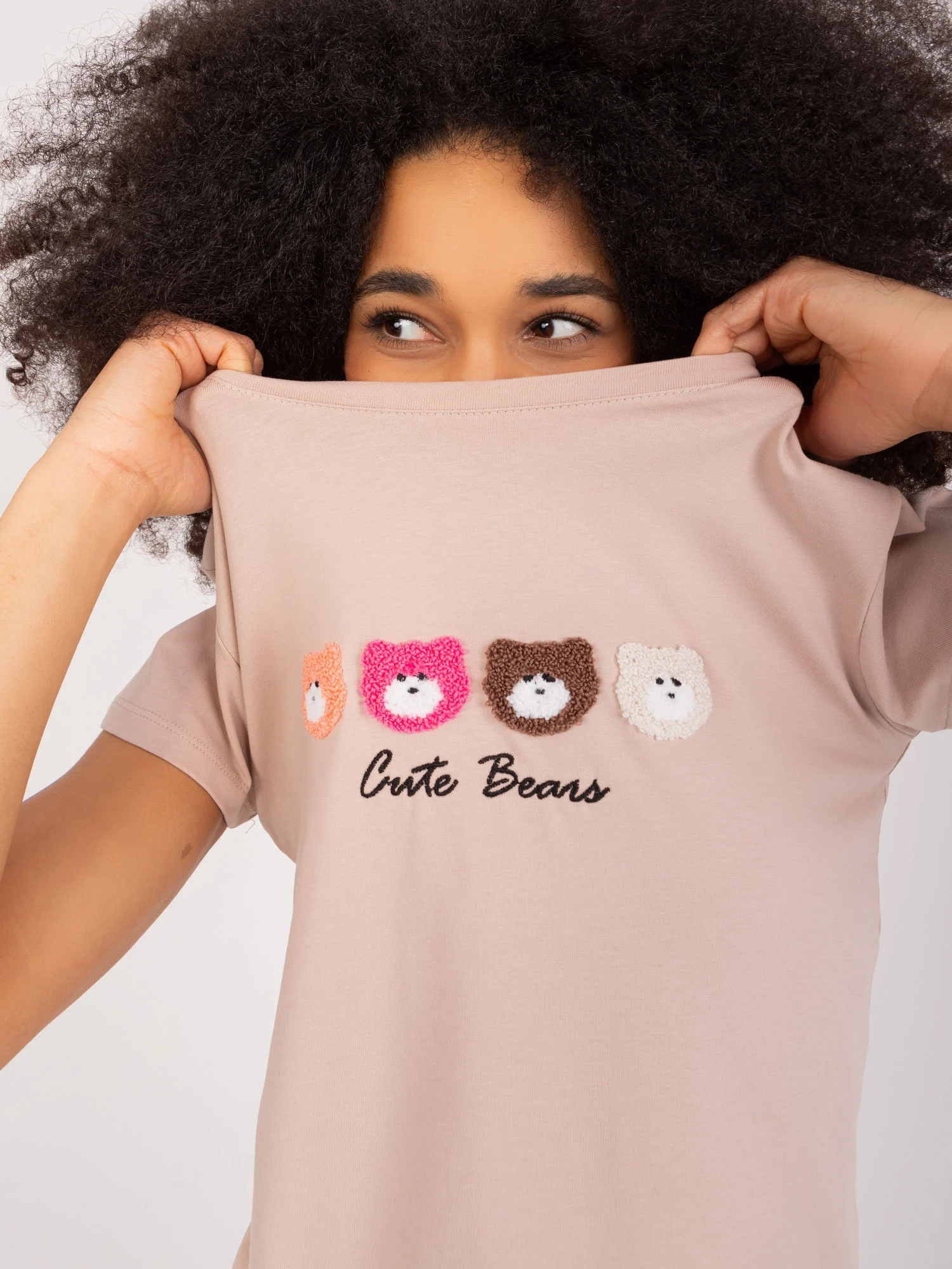 Bluza Dama Mini, Decolteu rotund, BASIC FEEL GOOD, Bej Casual - imagine 4