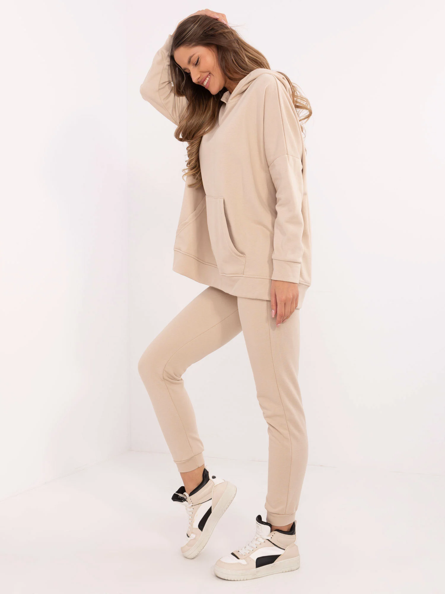 Compleu Dama Maneca lunga, Mansete elastice, My Red Lips, Bej Casual - imagine 4