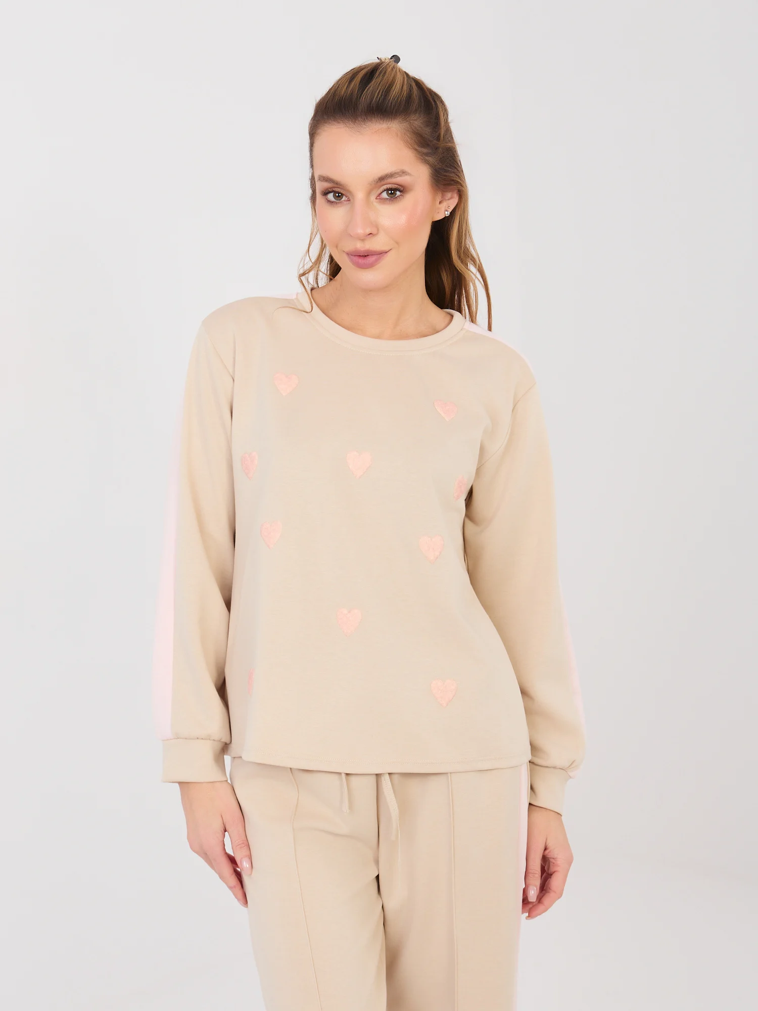 Compleu Dama Maneca lunga, Imprimat, RUE PARIS, Bej Casual - imagine 4