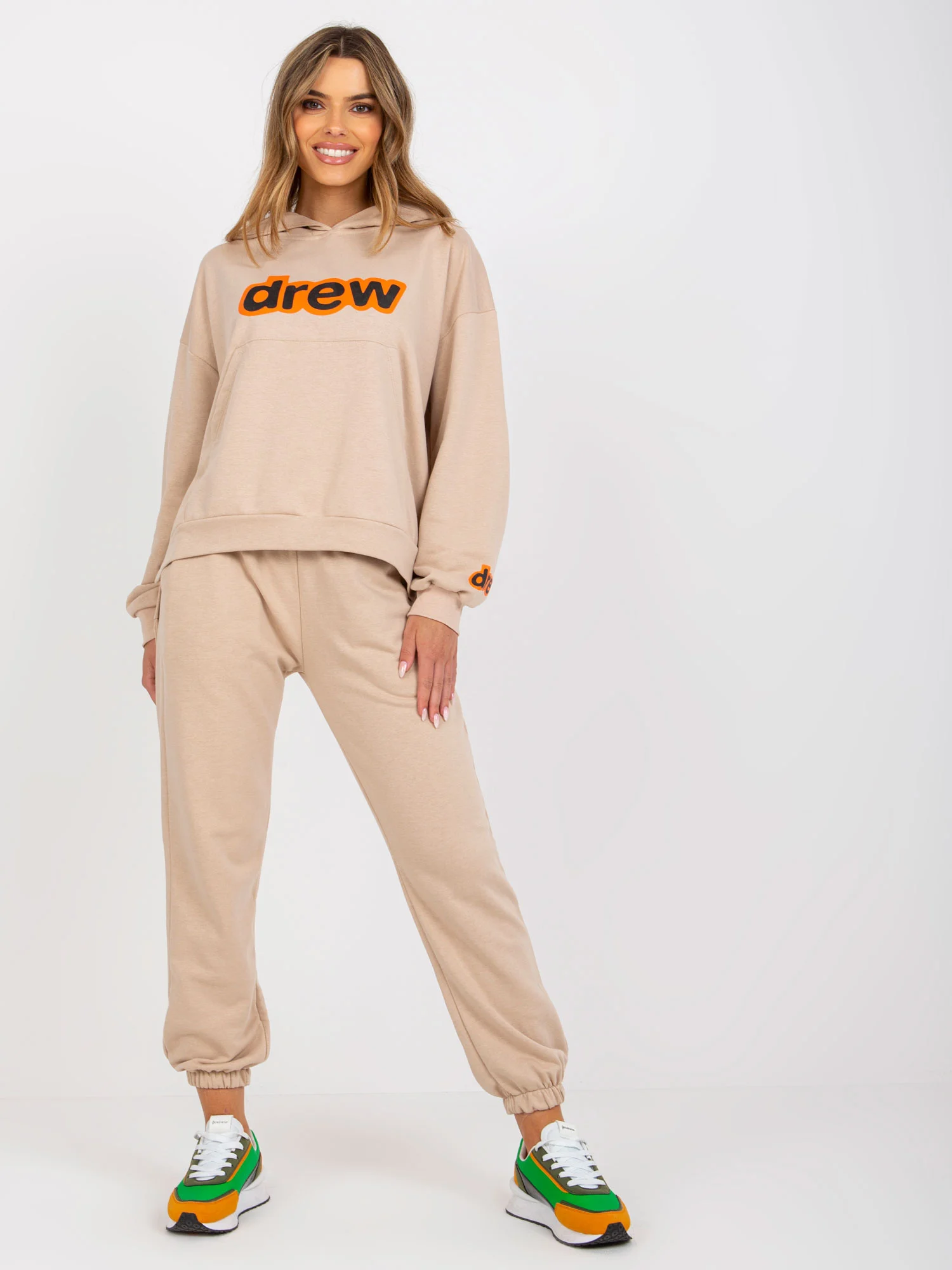 Compleu Dama Maneca lunga, Imprimat, ex moda, Bej Casual - imagine 7