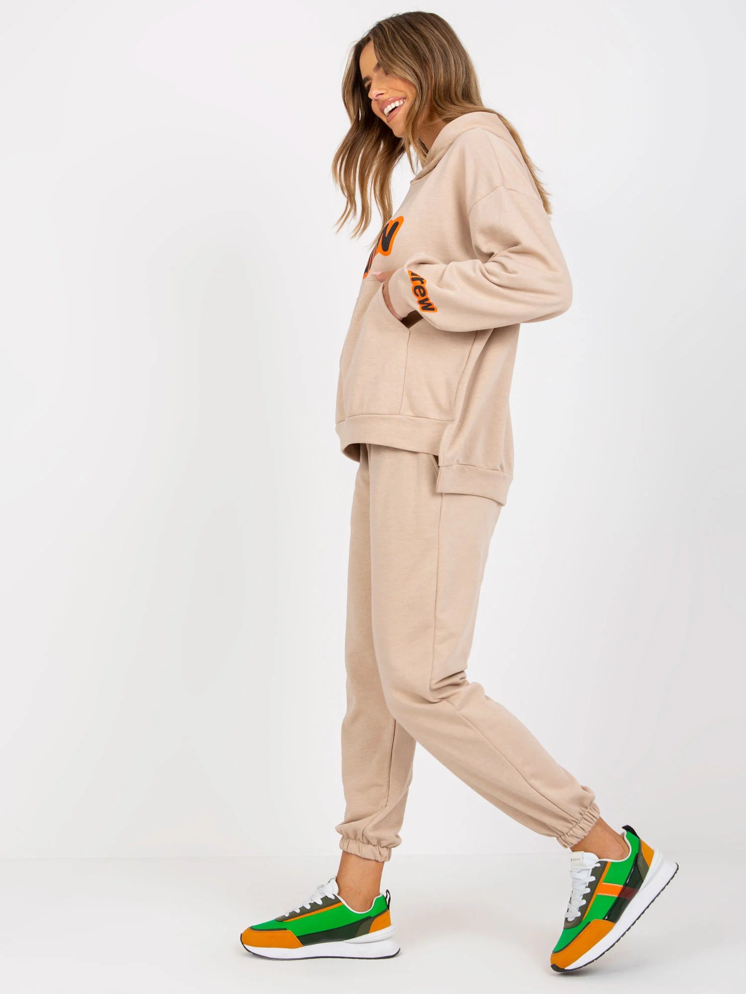 Compleu Dama Maneca lunga, Imprimat, ex moda, Bej Casual - imagine 6