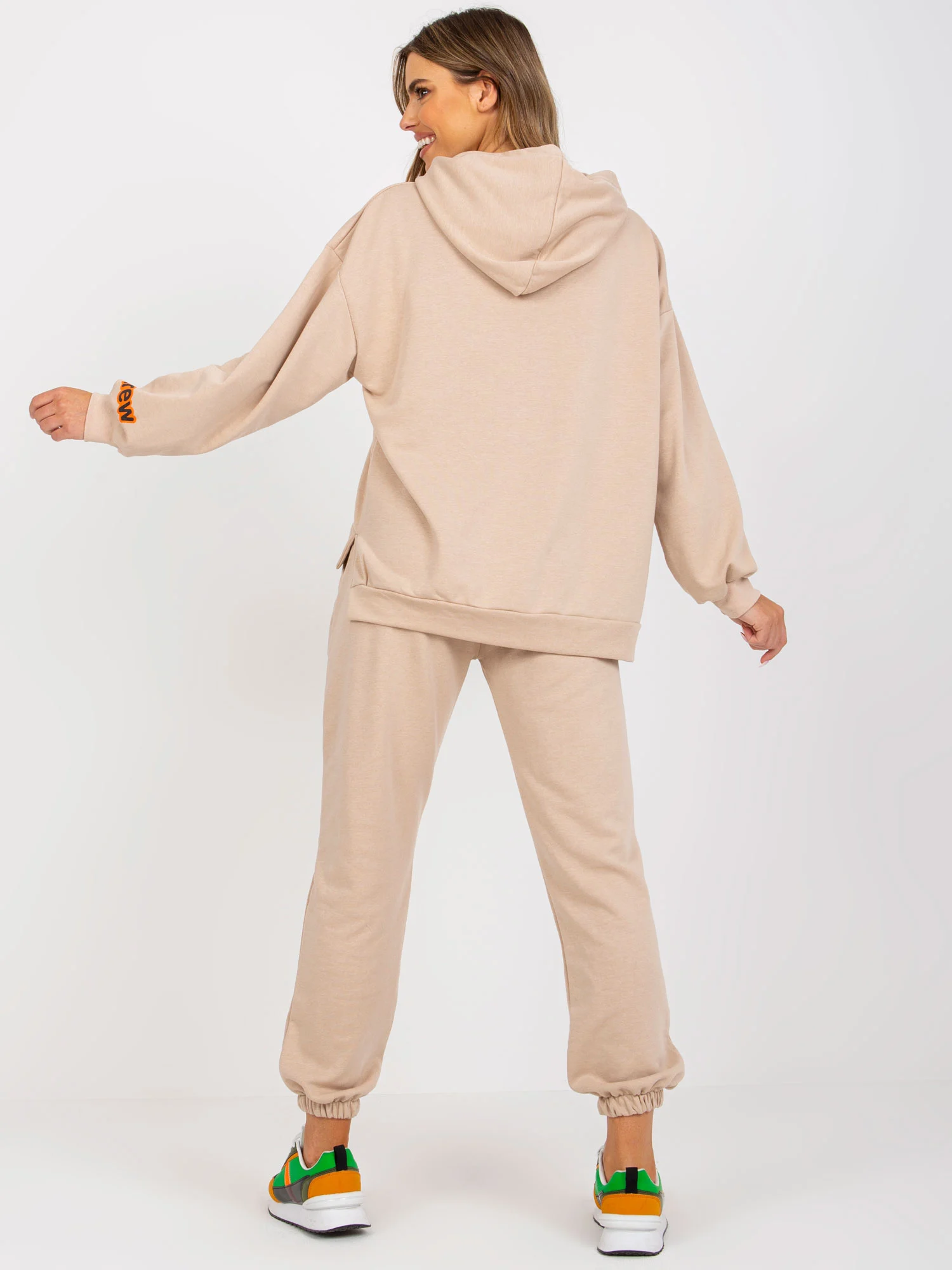 Compleu Dama Maneca lunga, Imprimat, ex moda, Bej Casual - imagine 2