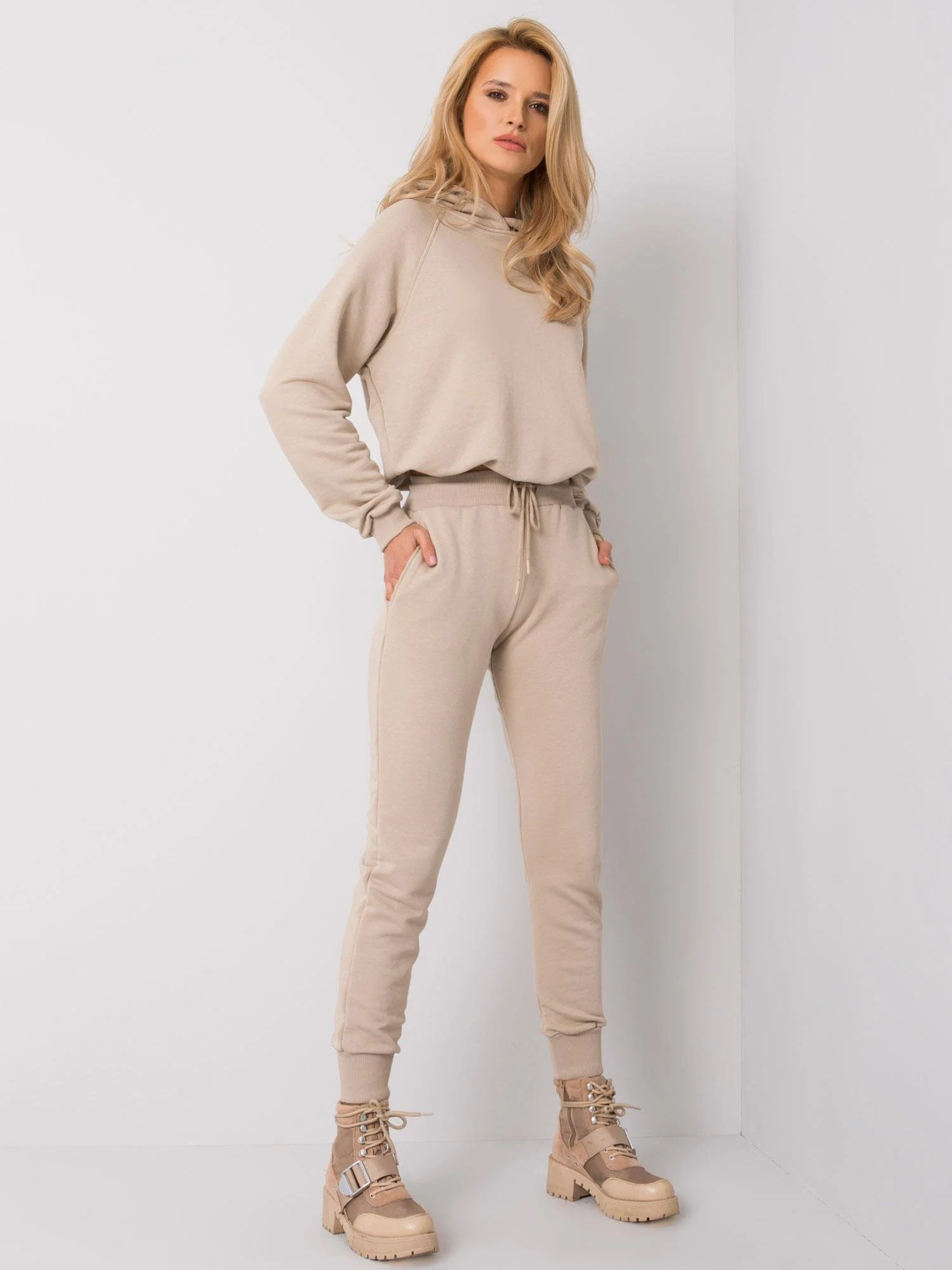 Compleu Dama Maneca lunga, Mansete elastice, BASIC FEEL GOOD, Bej Casual - imagine 2
