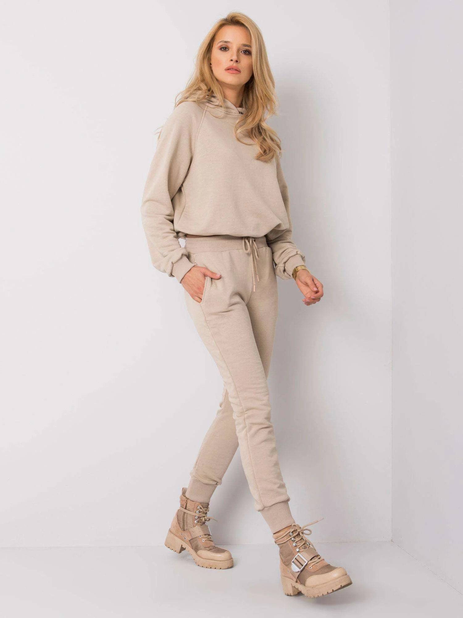 Compleu Dama Maneca lunga, Mansete elastice, BASIC FEEL GOOD, Bej Casual - imagine 6