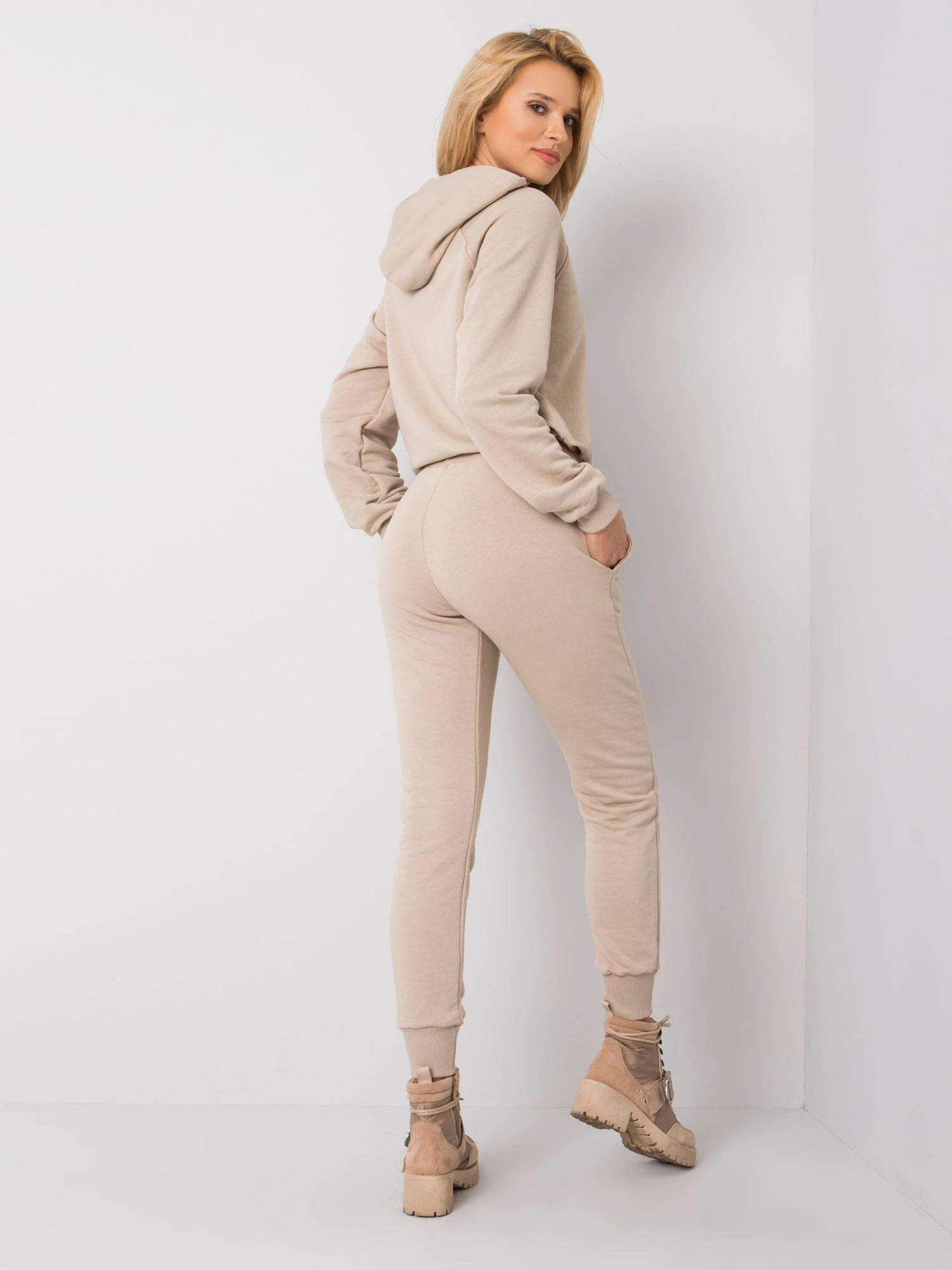 Compleu Dama Maneca lunga, Mansete elastice, BASIC FEEL GOOD, Bej Casual - imagine 4