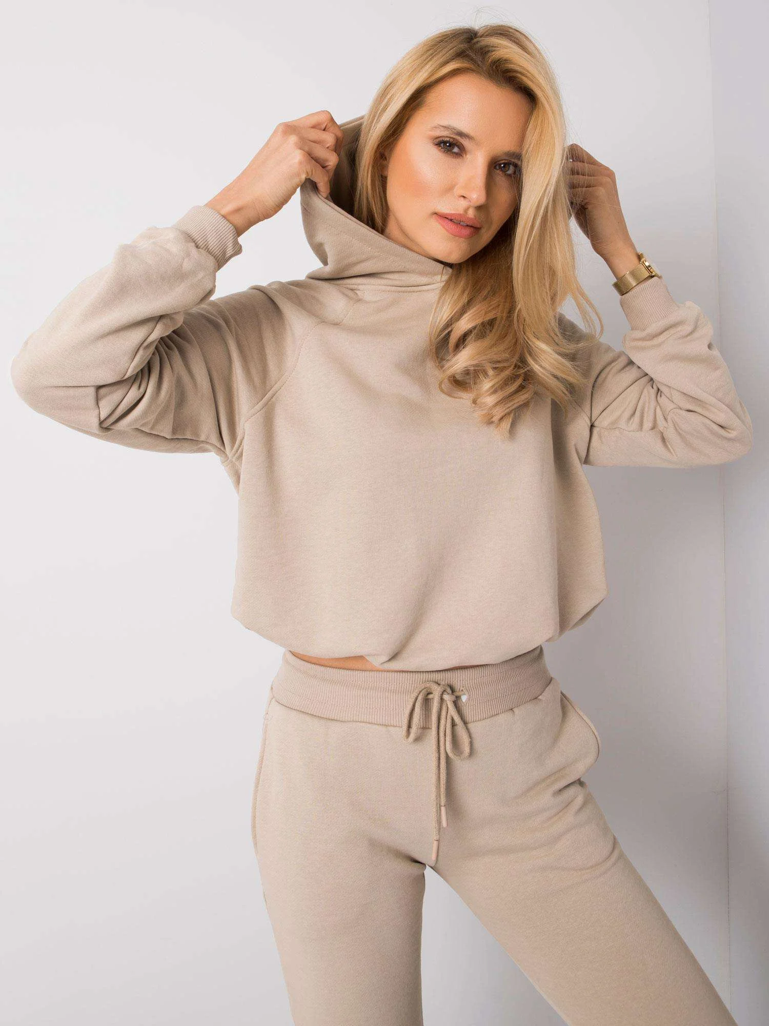Compleu Dama Maneca lunga, Mansete elastice, BASIC FEEL GOOD, Bej Casual - imagine 5