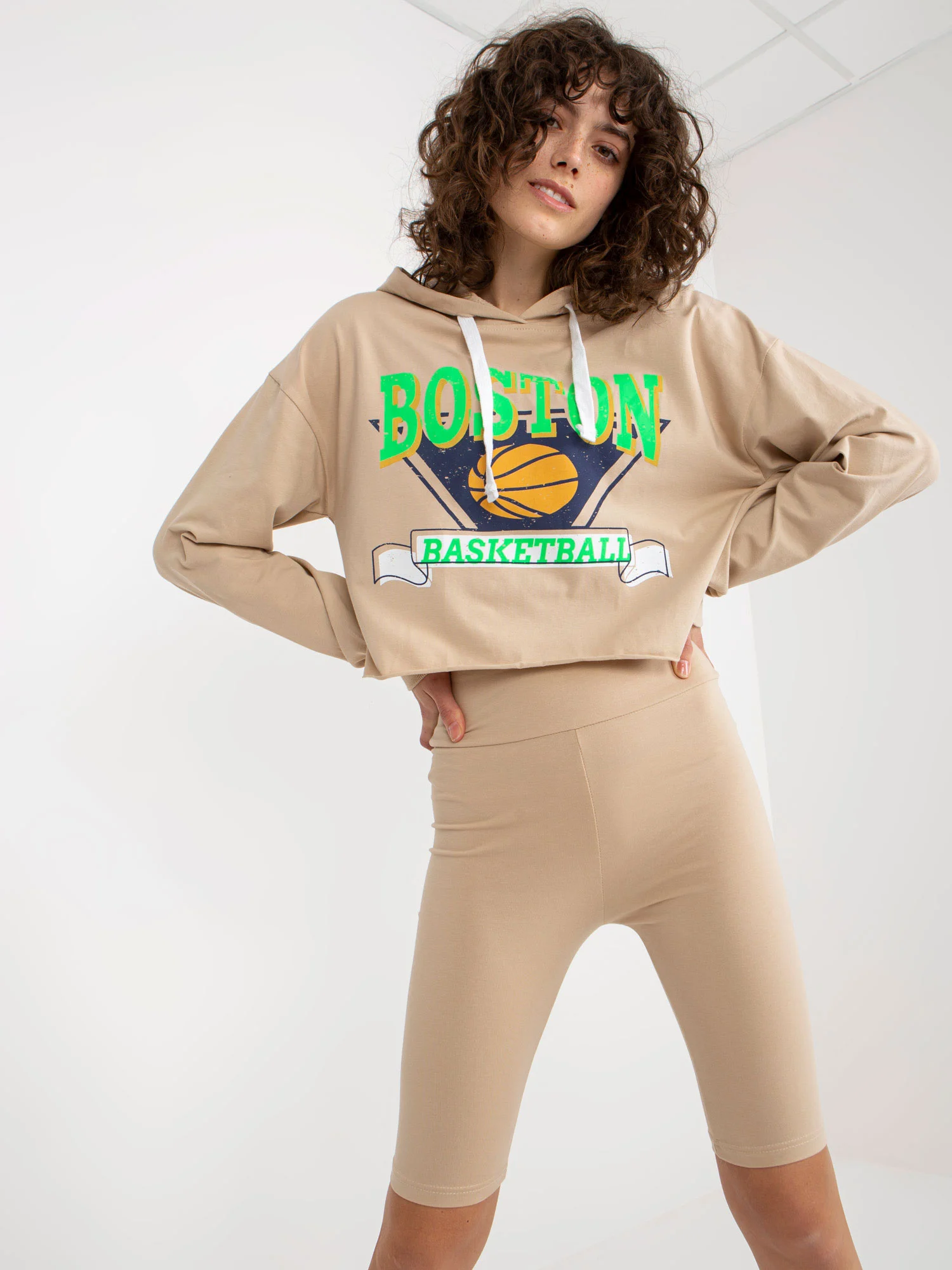 Compleu Dama Maneca lunga, Sport, ex moda, Bej Casual - imagine 6