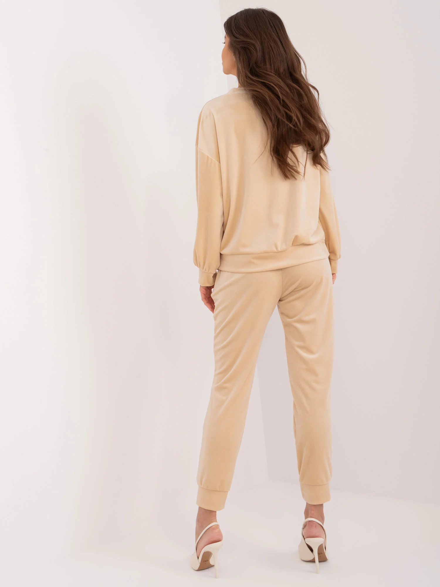 Compleu Dama Maneca lunga, Mansete elastice, ITALY MODA, Bej Casual - Image 3