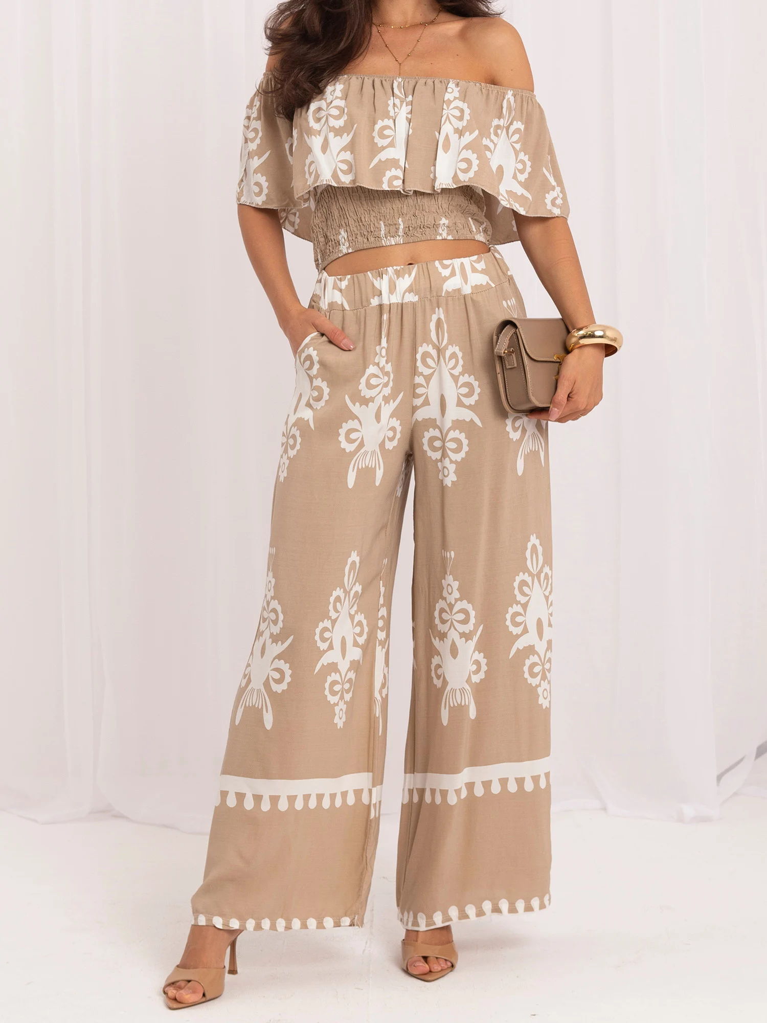 Compleu Dama Fara maneci, Boho, ITALY MODA, Bej - Image 2