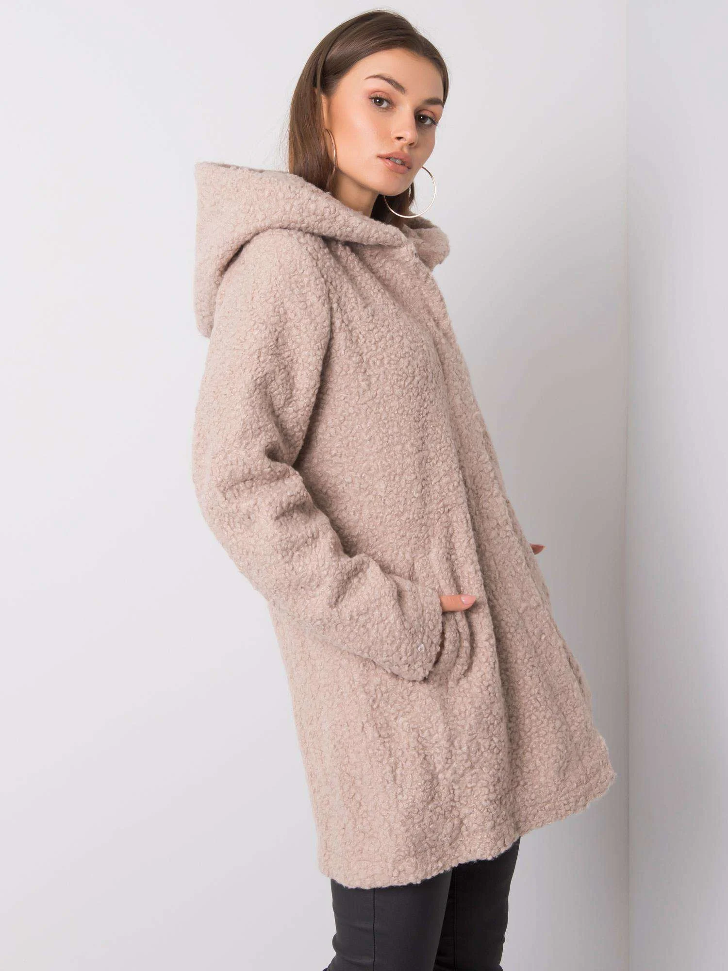 Palton Dama Maneca lunga, Maneca lunga, EIGHT 2 NINE, Bej Casual - imagine 4