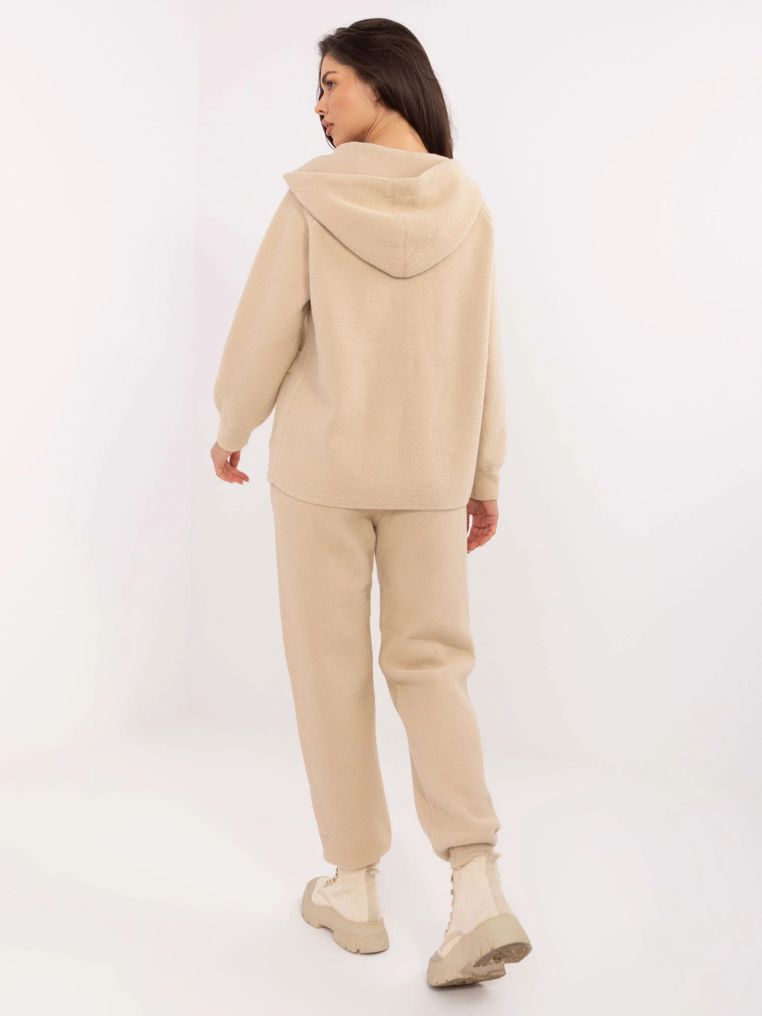 Compleu Dama Maneca lunga, Mansete elastice, Fashion Hunters, Bej Casual - imagine 4