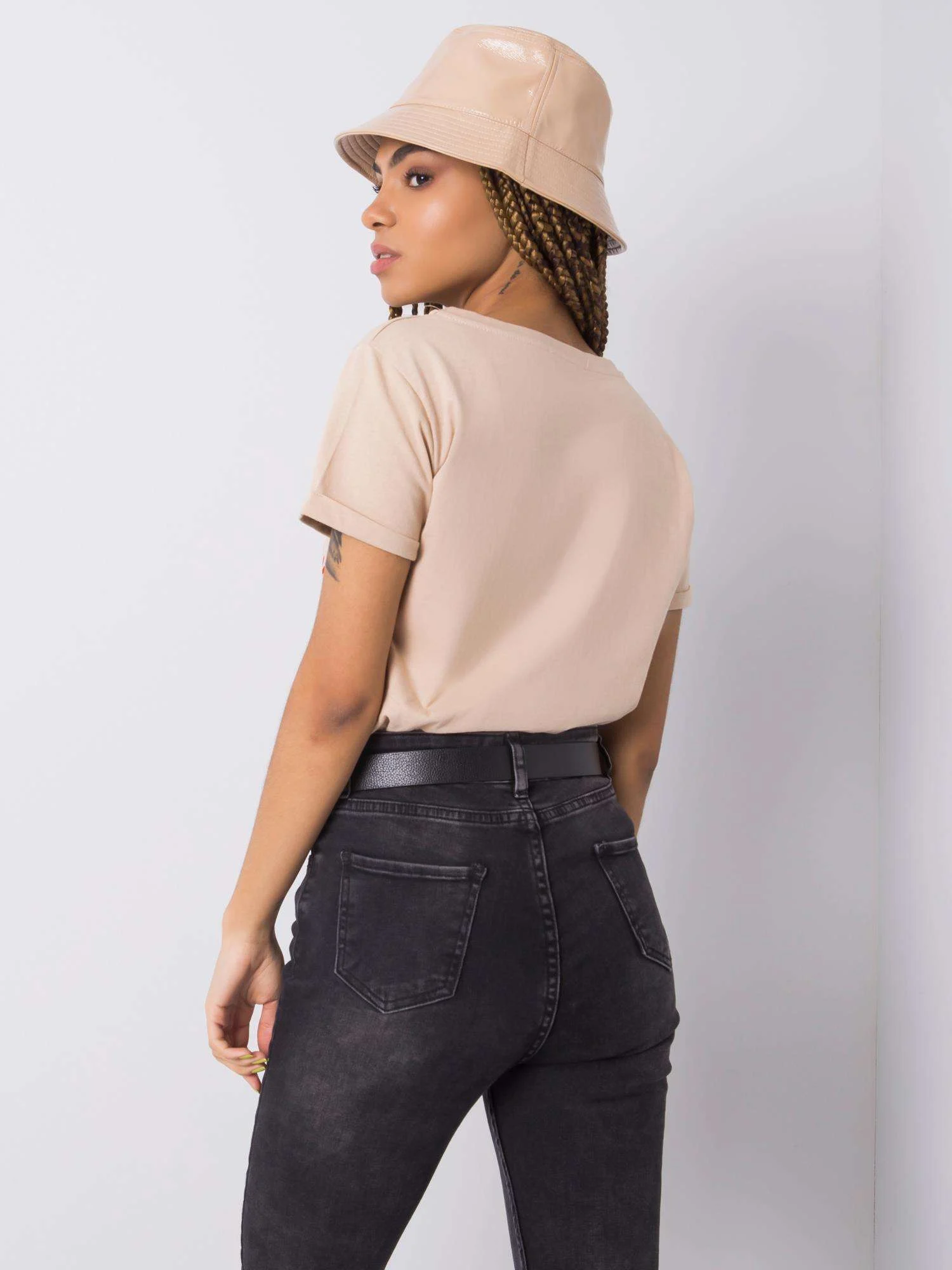 Tricou Dama Imprimat, Decolteu rotund, Och Bella, Bej - imagine 4
