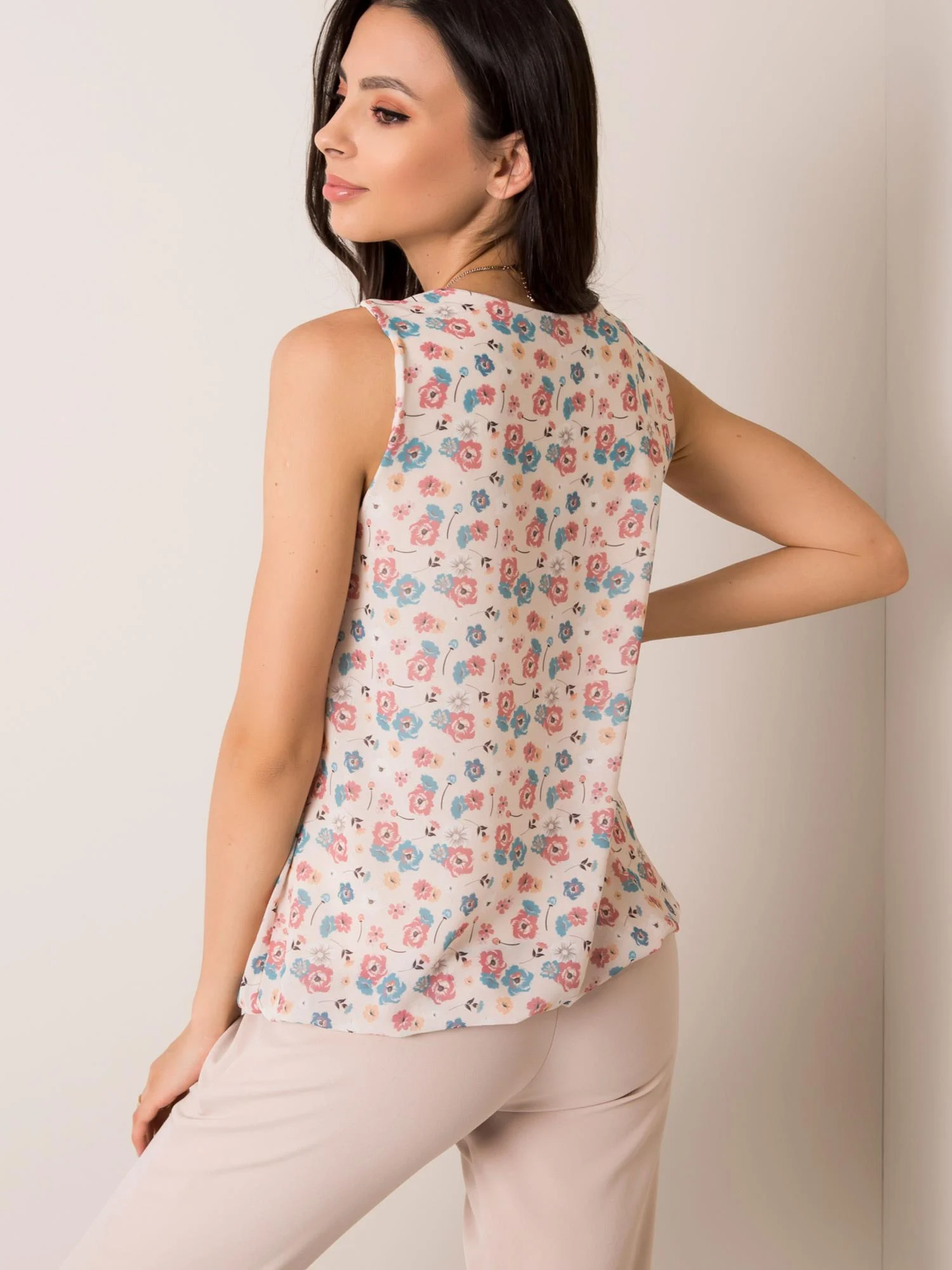 Top Dama Fara maneci, Floral, Sublevel, Bej Casual - imagine 3
