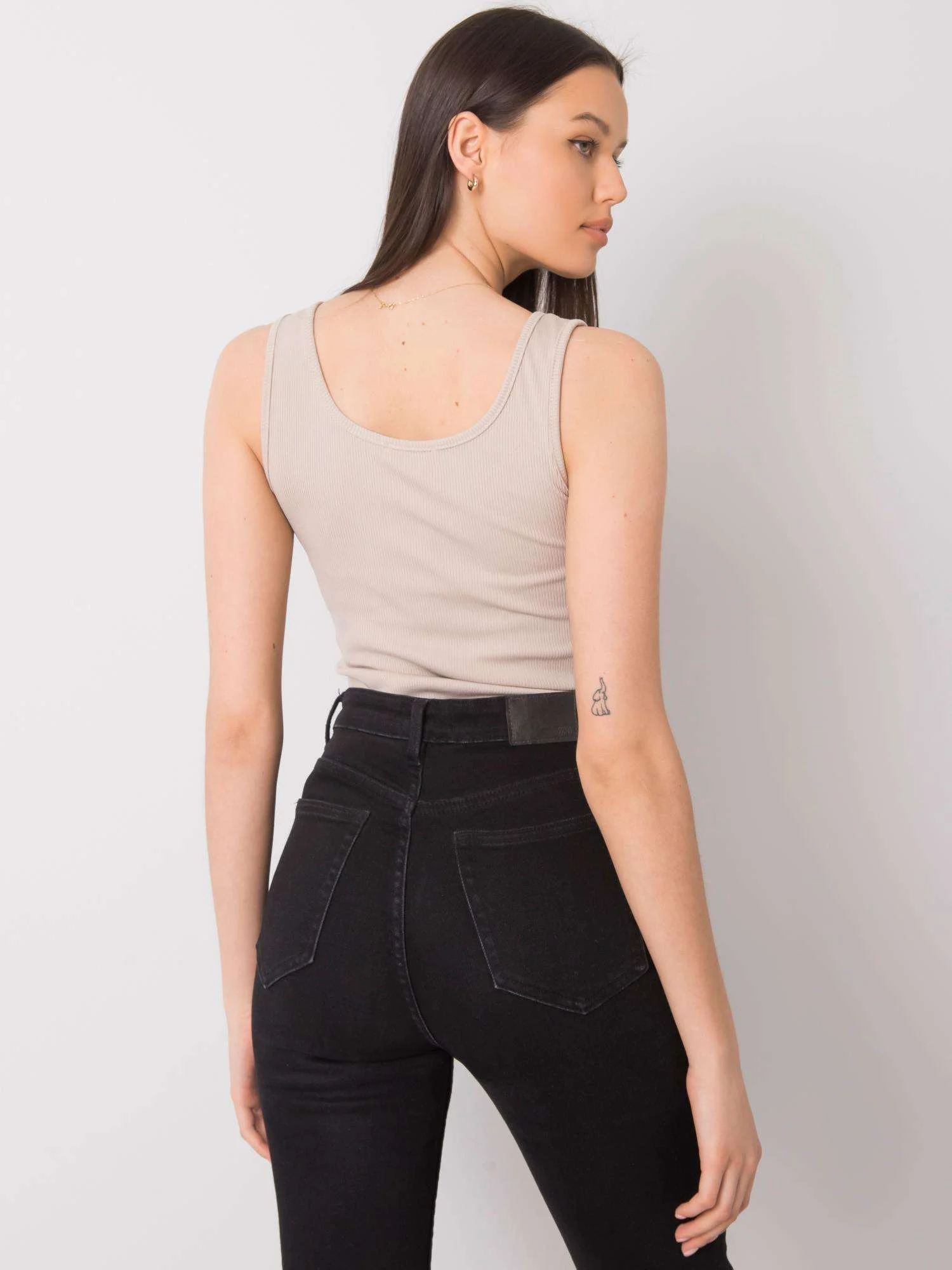 Top Dama Dungi, Decolteu rotund, ITALY MODA, Bej - imagine 4