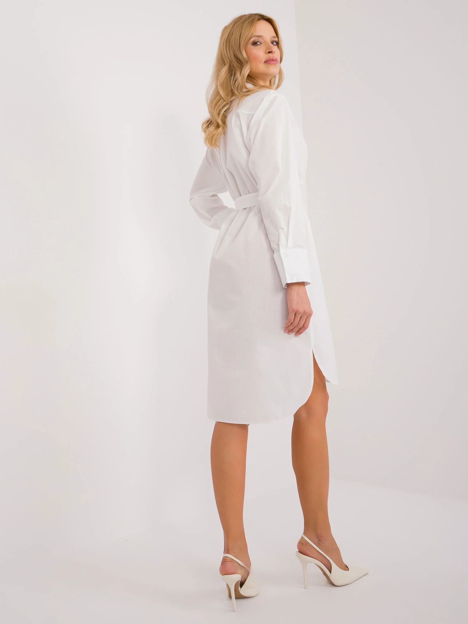 Rochie Dama Maxi, Rochie asimetrica, LAKERTA, Alb Eleganta Office - Image 2