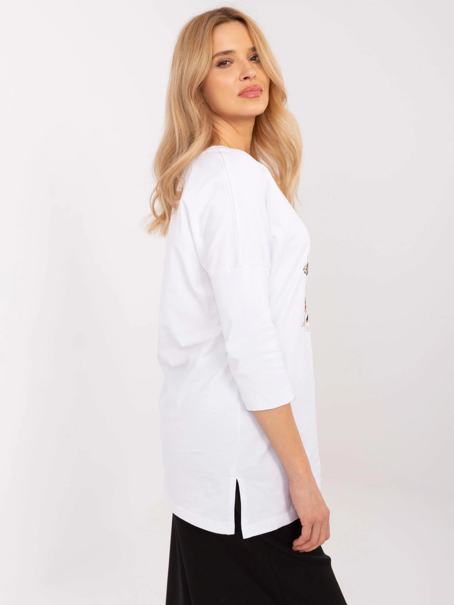 Bluza Dama Maneca 3/4, Animal print, Calimera, Alb - imagine 2
