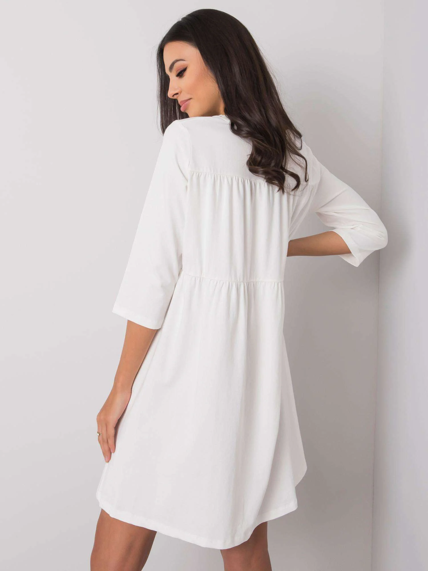 Rochie Dama Mini, Decolteu rotund, RELEVANCE, Alb Eleganta Office - imagine 4