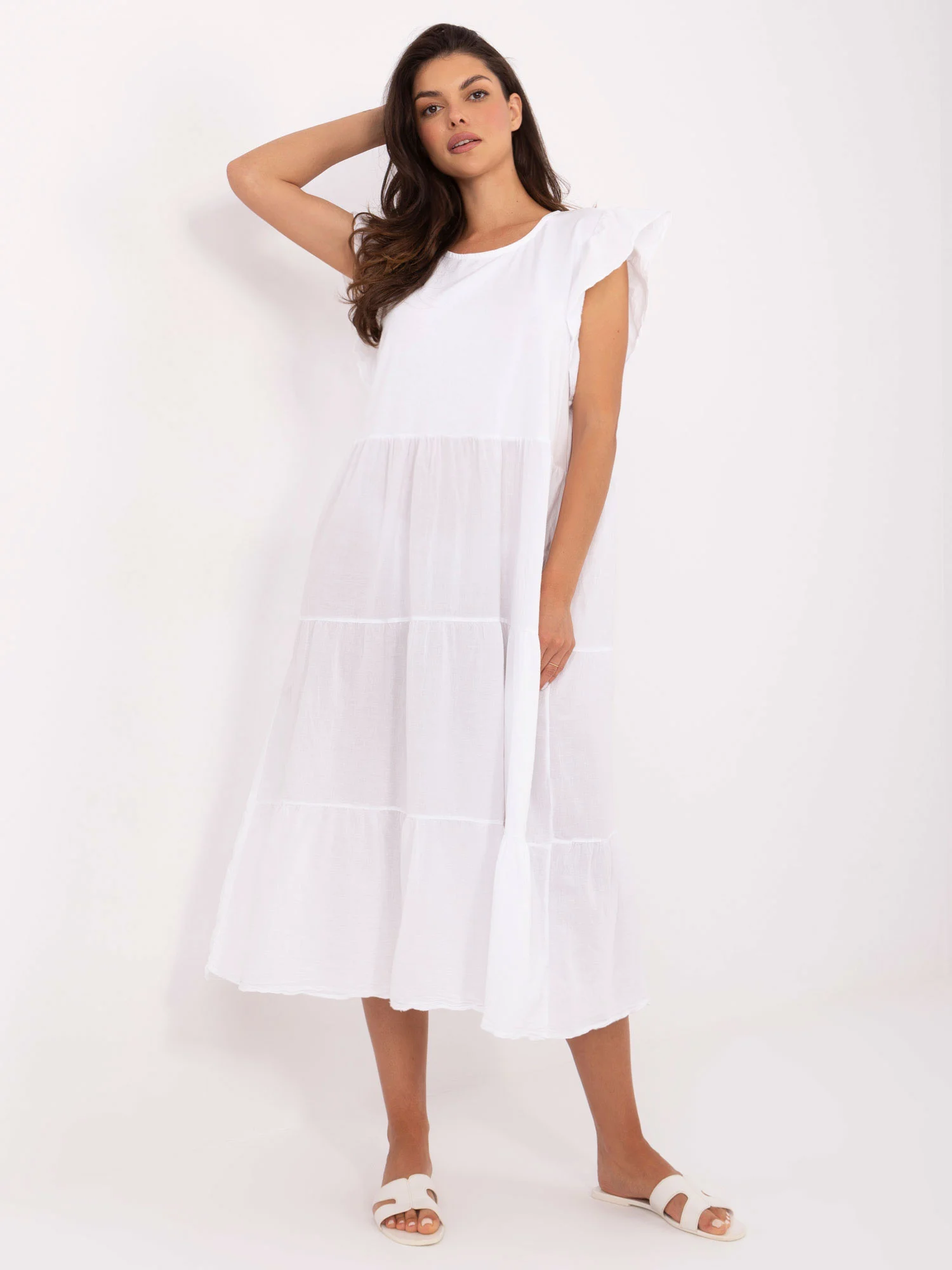 Rochie Dama Midi, Oversize, Och Bella, Alb - Image 5
