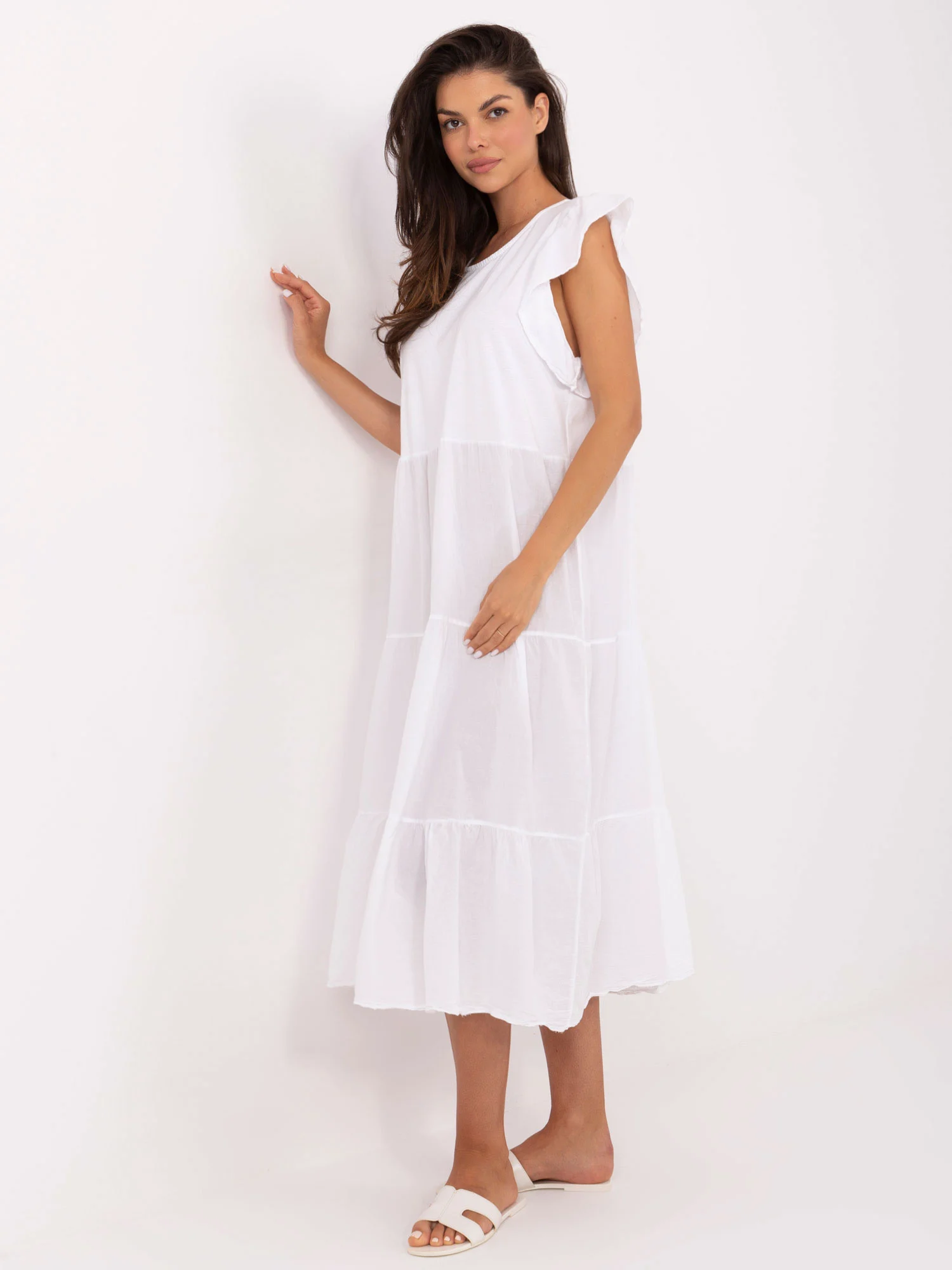 Rochie Dama Midi, Oversize, Och Bella, Alb - Image 3