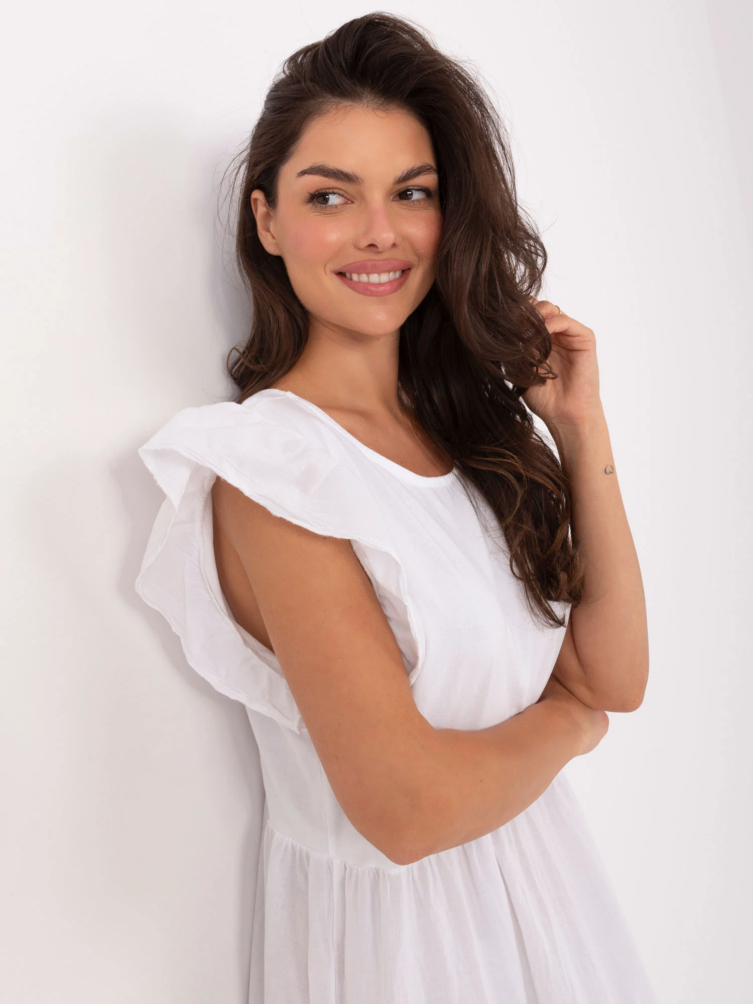 Rochie Dama Midi, Oversize, Och Bella, Alb - Image 4