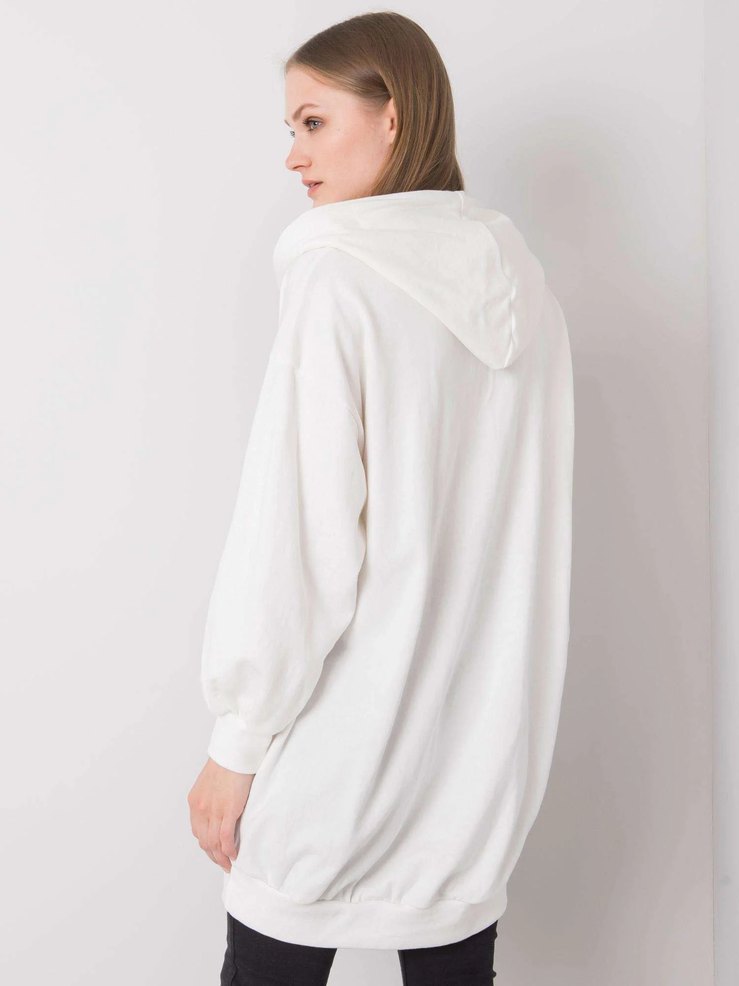 Hanorac Dama Maneca lunga, Decolteu in V, ex moda, Alb Casual - imagine 3