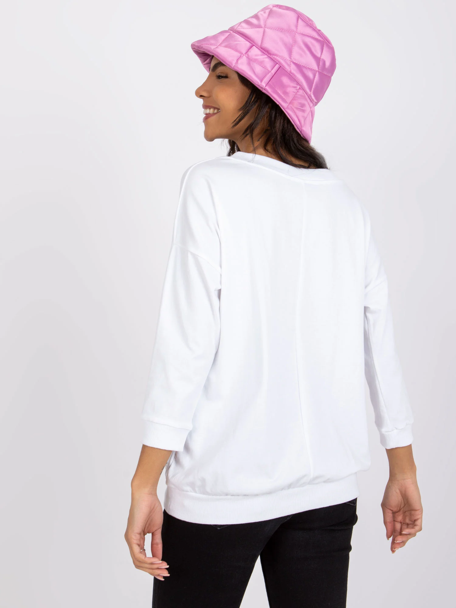Bluza Dama Maneca 3/4, Decolteu in V, BASIC FEEL GOOD, Alb Eleganta Office - imagine 3