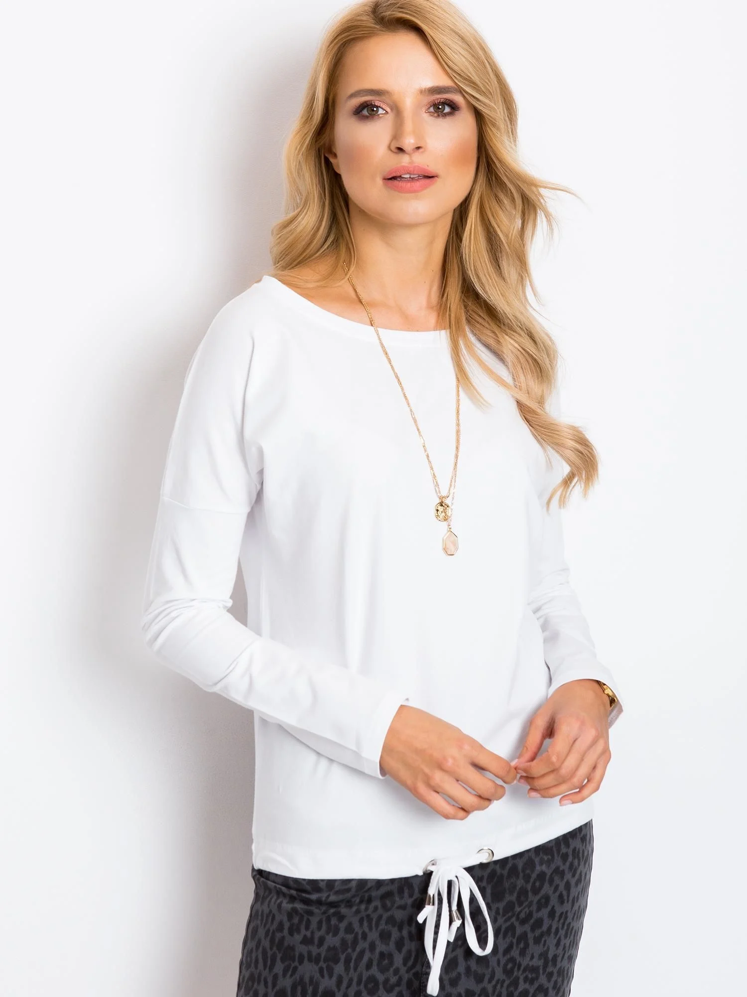 Bluza Dama Maneca lunga, Decolteu barcuta, BASIC FEEL GOOD, Alb Eleganta Office - imagine 6