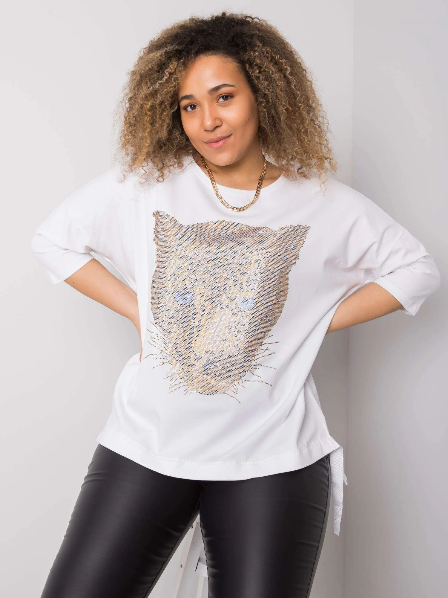 Bluza Dama Maneca 3/4, Animal print, RELEVANCE, Alb Casual - imagine 2