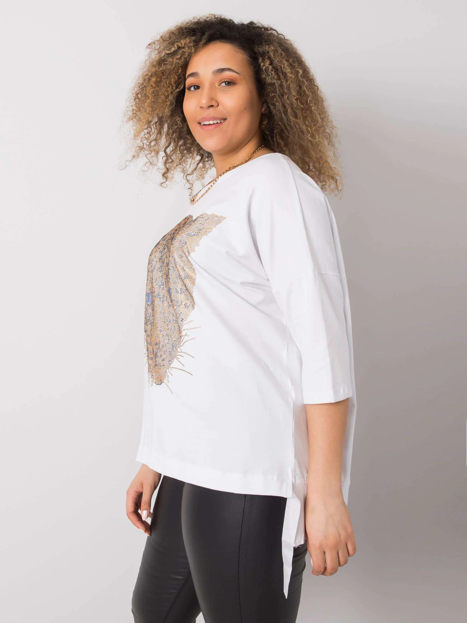 Bluza Dama Maneca 3/4, Animal print, RELEVANCE, Alb Casual - imagine 5