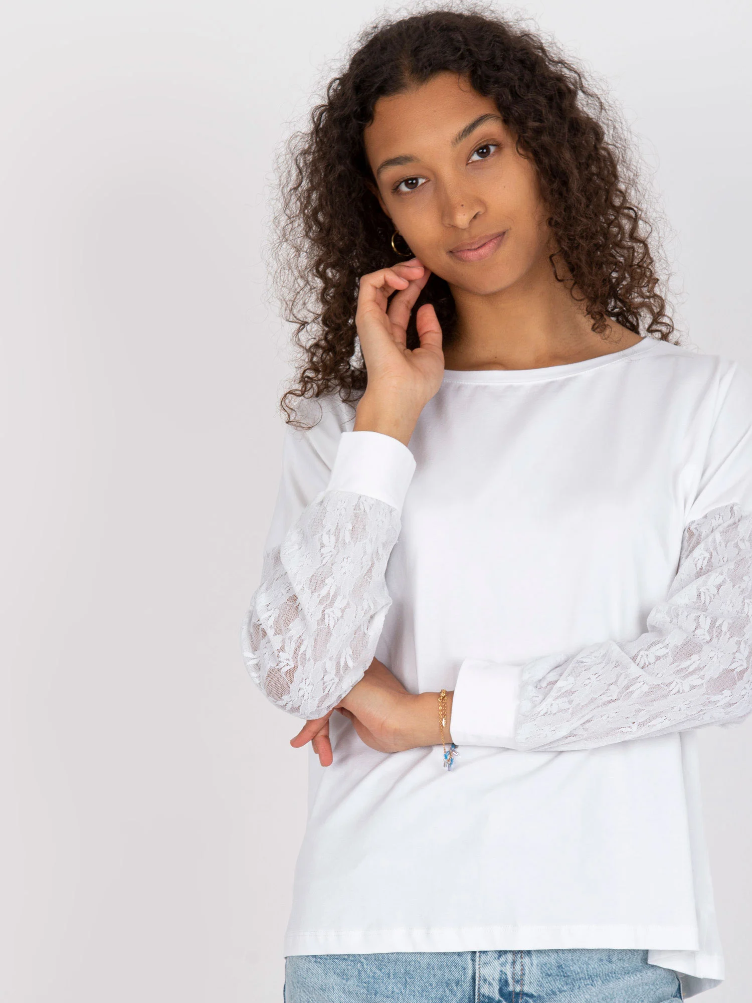 Bluza Dama Maneca lunga, Dantela, RUE PARIS, Alb Eleganta Office - imagine 2