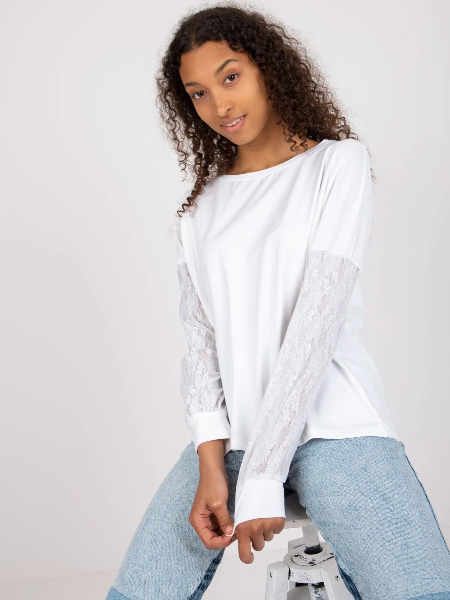 Bluza Dama Maneca lunga, Dantela, RUE PARIS, Alb Eleganta Office - imagine 3