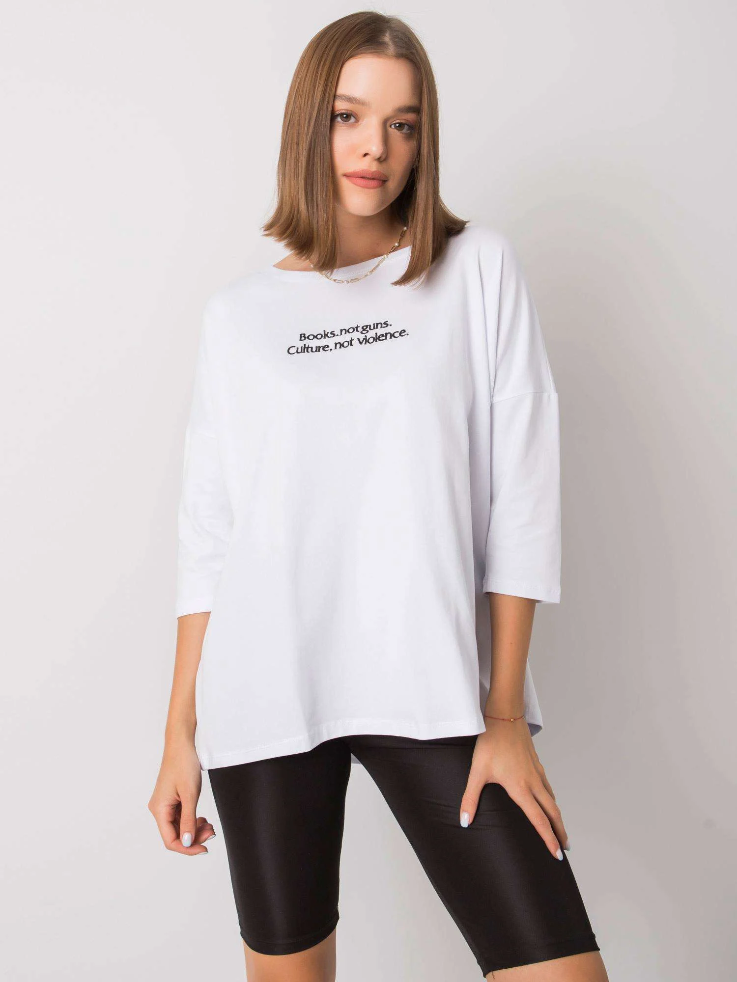 Bluza Dama Mini, Imprimat, ex moda, Alb Casual - imagine 2