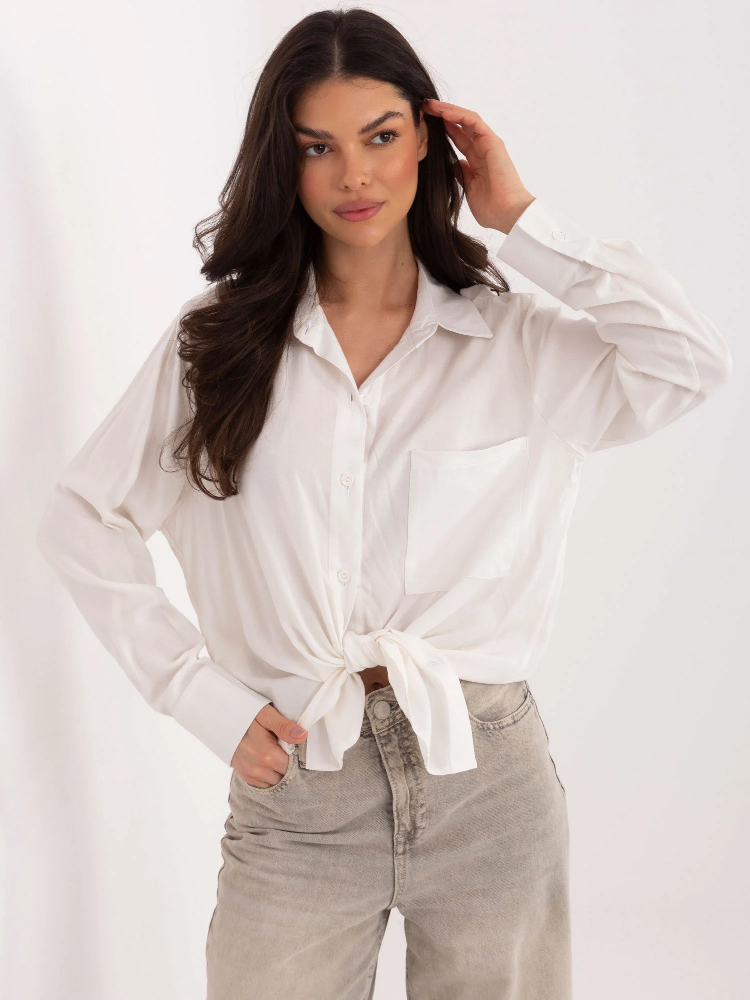 Camasa Dama Maneca lunga, Elegant, LAKERTA, Alb Eleganta Office - imagine 5